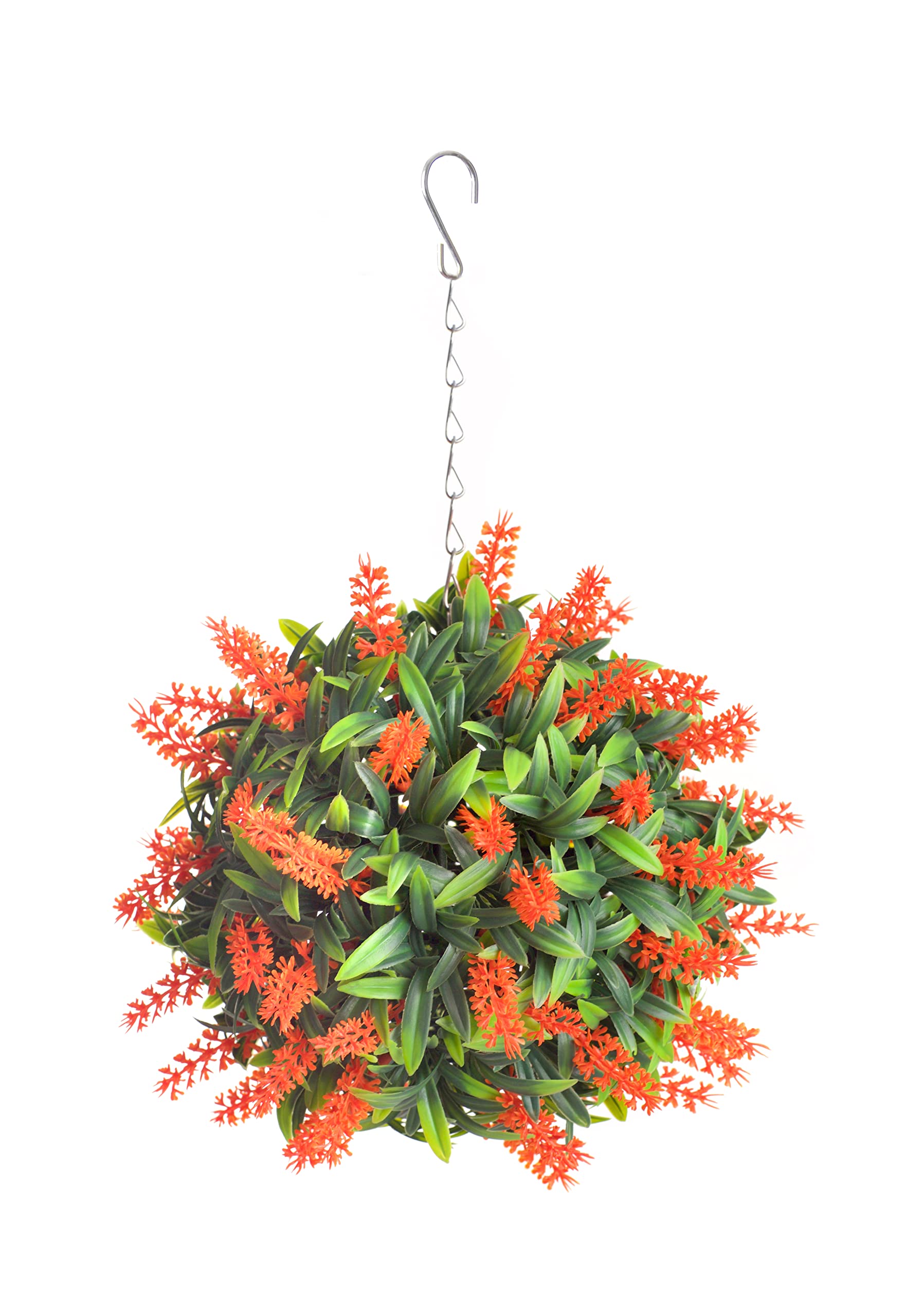 Best Artificial Orange Lavender Flower Ball Lush Long Leaf Topiary Grass **Uv Fade Protected** (24Cm)