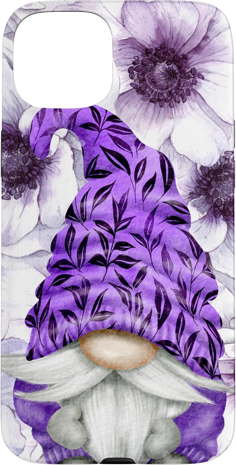 Unique Purple Gnome With Lilac Anemones Floral Aesthetic Case for iPhone 11