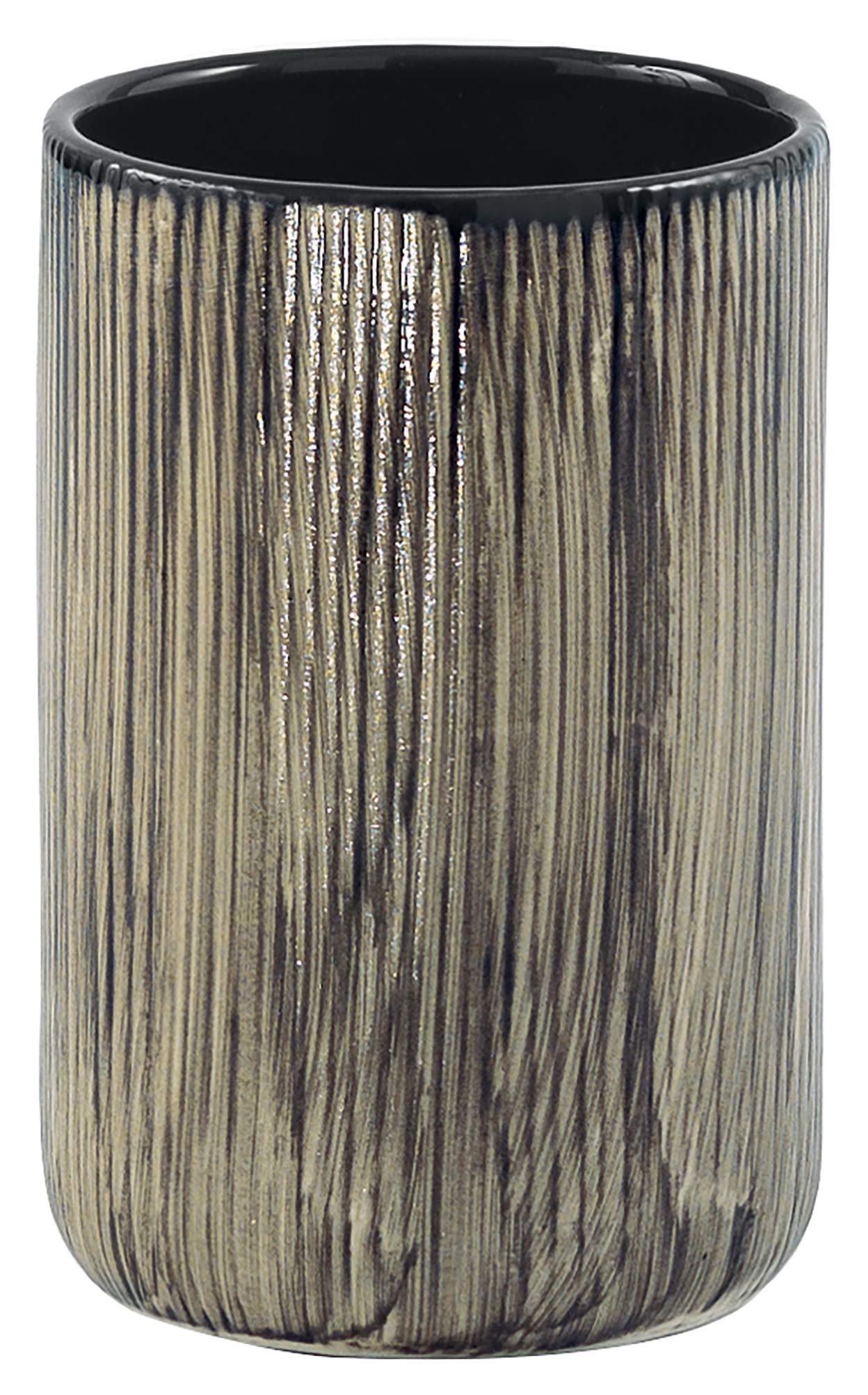 Gedy Naomi portacepillos, Ceramic, Black, 7.5 x 7.5 x 11.5, 7.5X7.5X11.5