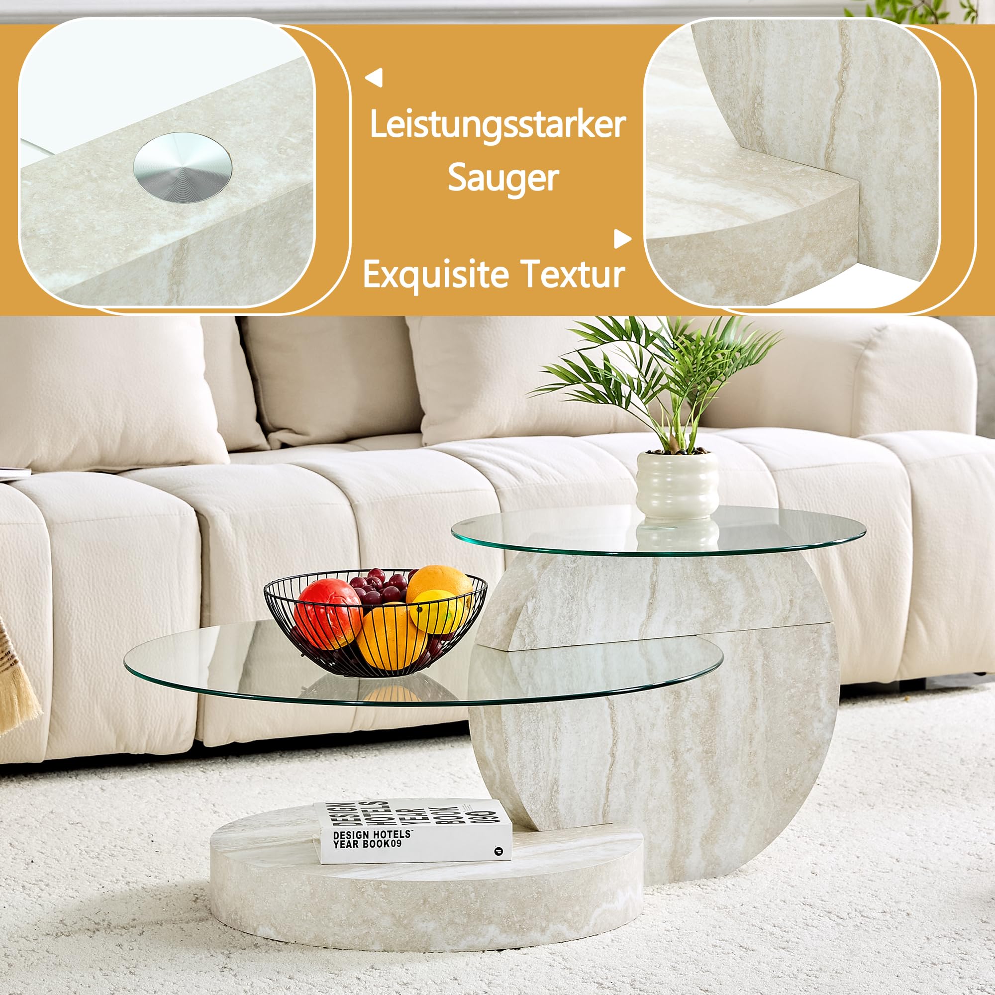 90 cm Glas-Couchtisch,runder Couchtisch