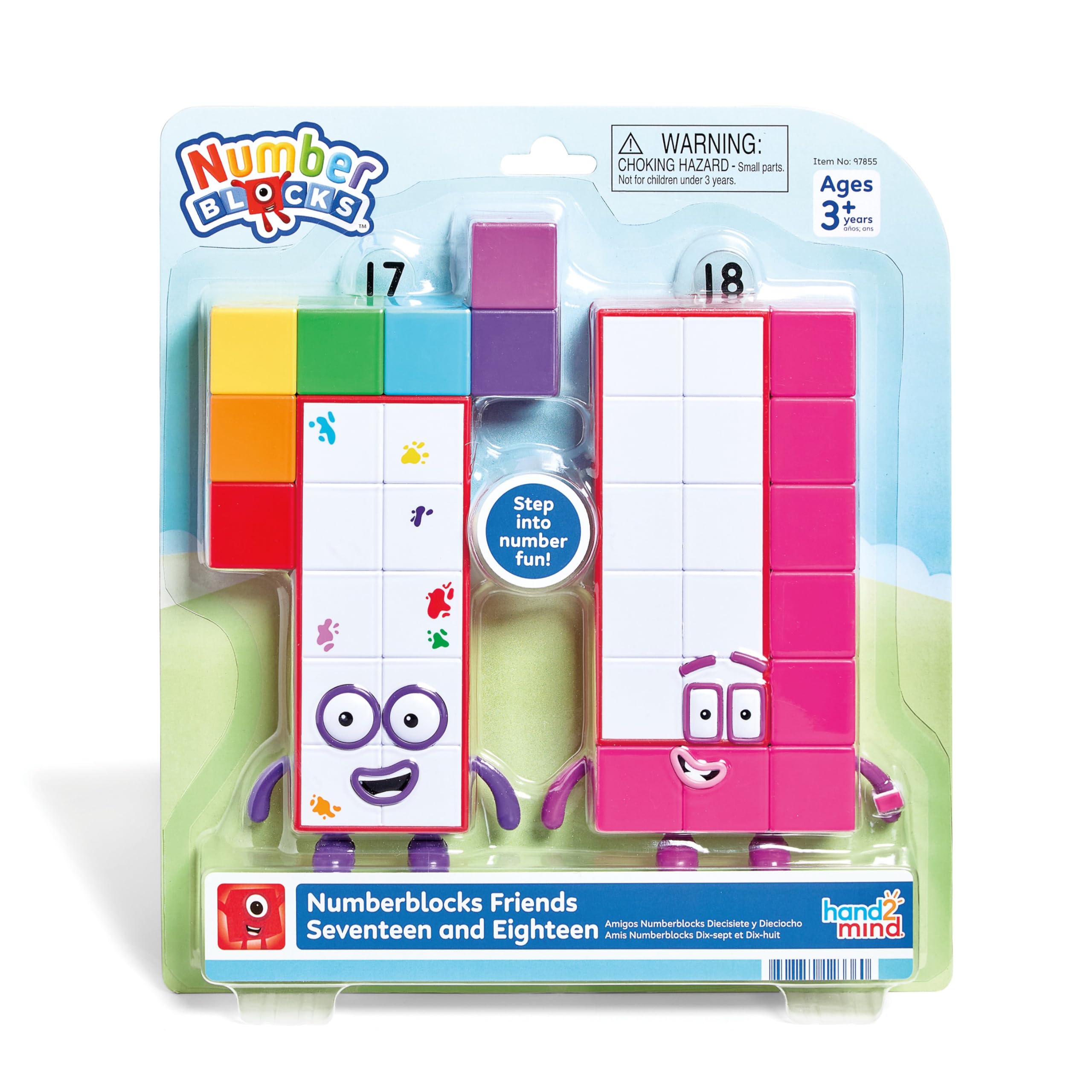 hand2mind Numberblocks Friends Seventeen and Eighteen Figure Pack, Number and Counting Toys for Toddlers, Play Figure Playsets, Small Figurines for Kids, Kindergarten Math and Pretend Play Toys