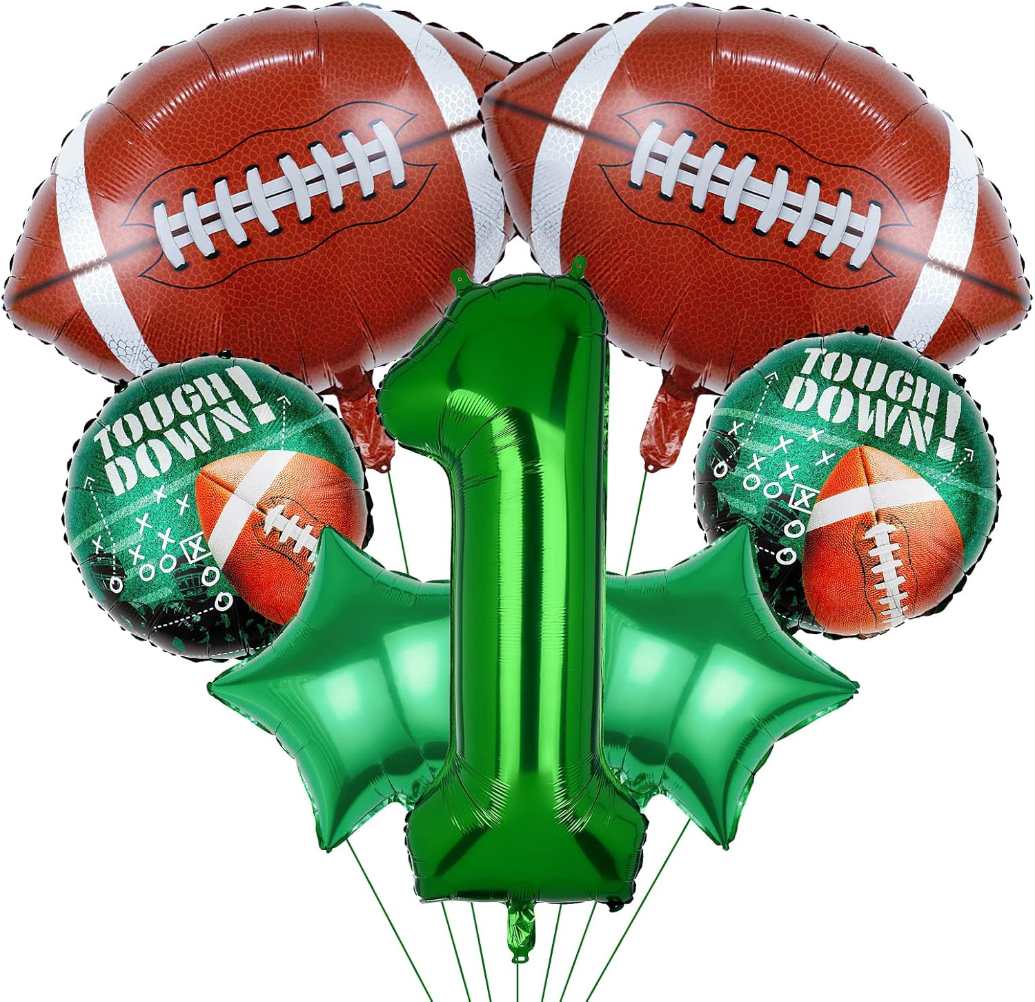 9pcs Football Balloons, Football Birthday Number Mylar Foil