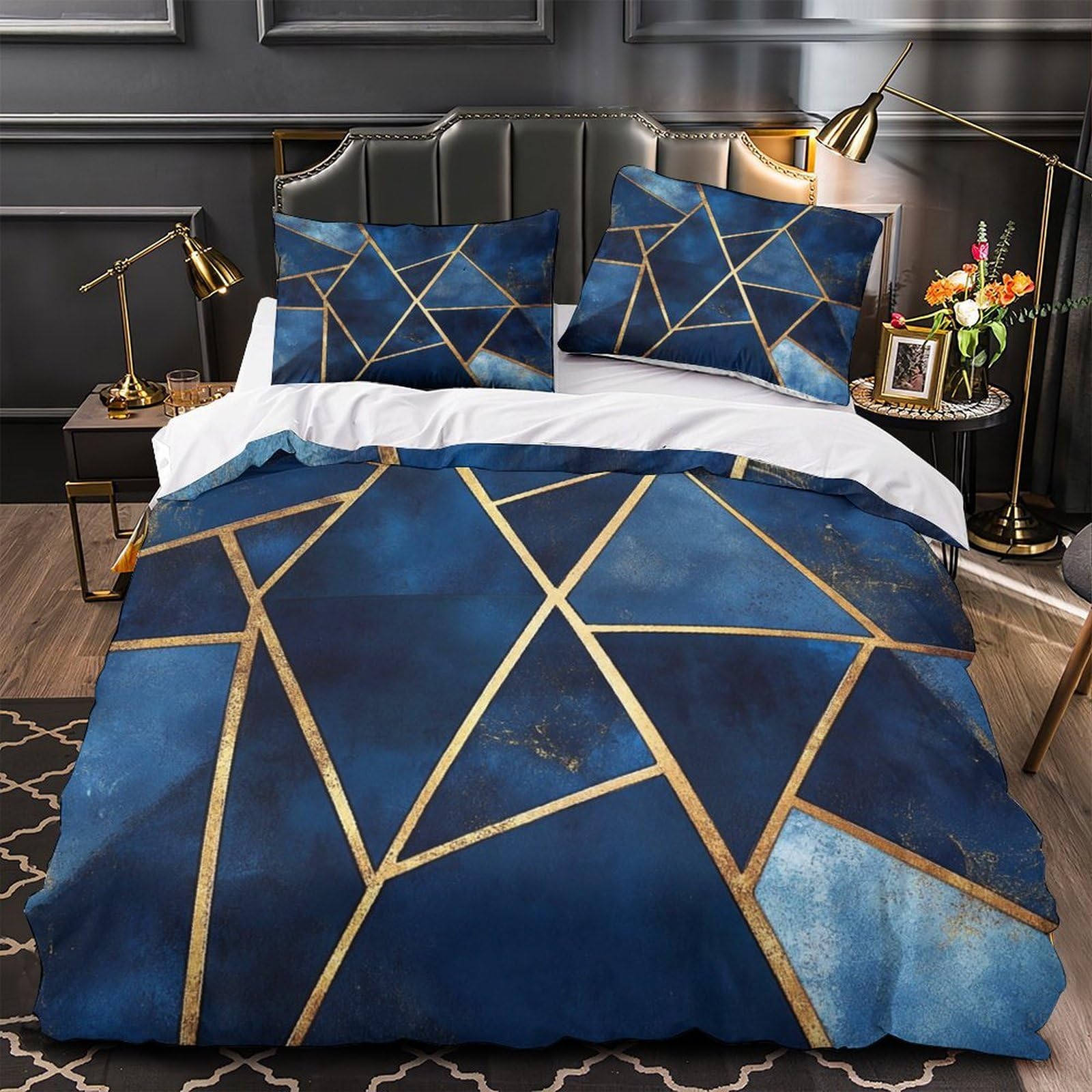 Décoration moderne chambre avec parure de lit imprimé 3D grand lit