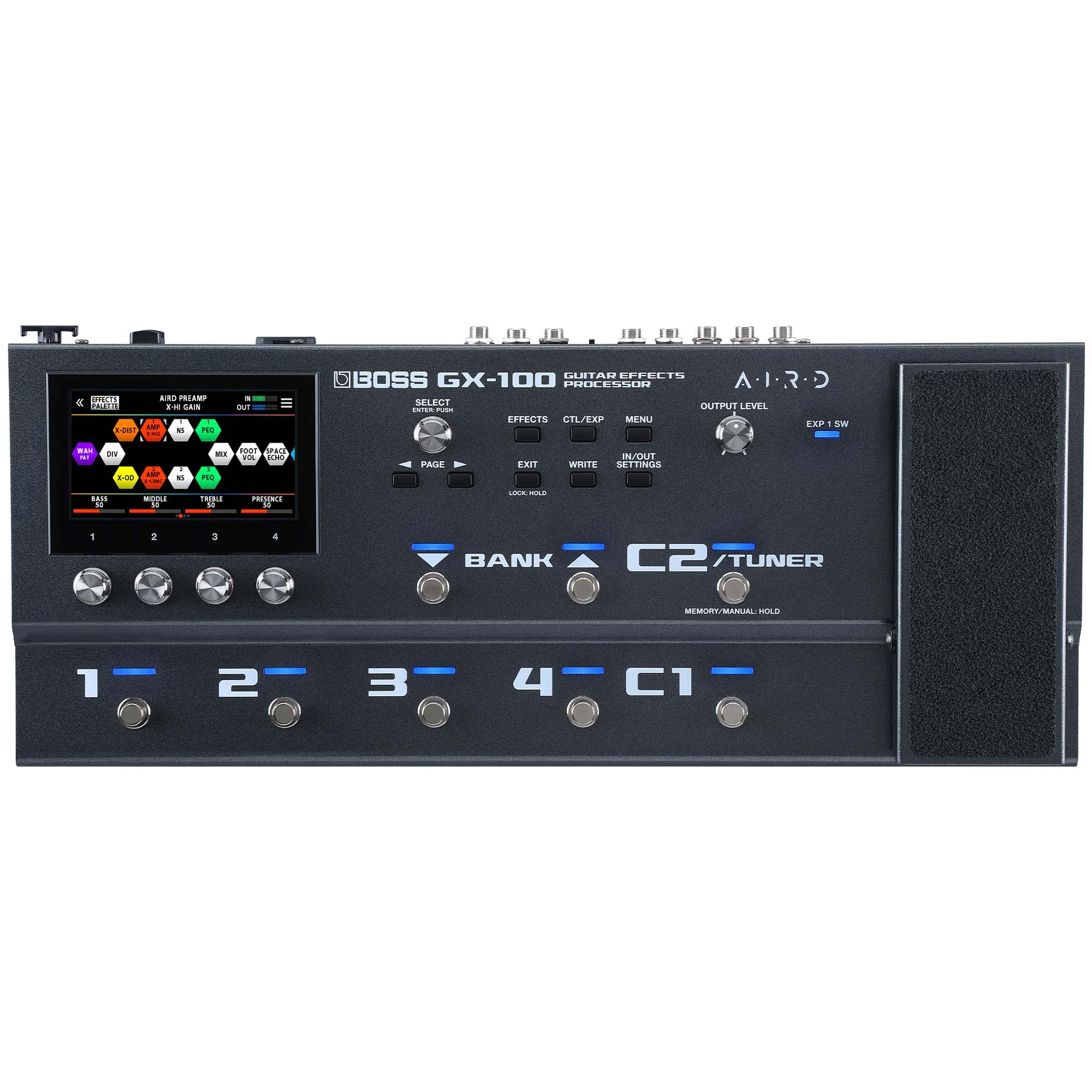 BOSS GX-100 | Processeur d'effets évolué pour guitare | Sons authentiques d'amplis à lampes grâce à la technologie AIRD | 32 types d'ampli et plus de 170 effets BOSS