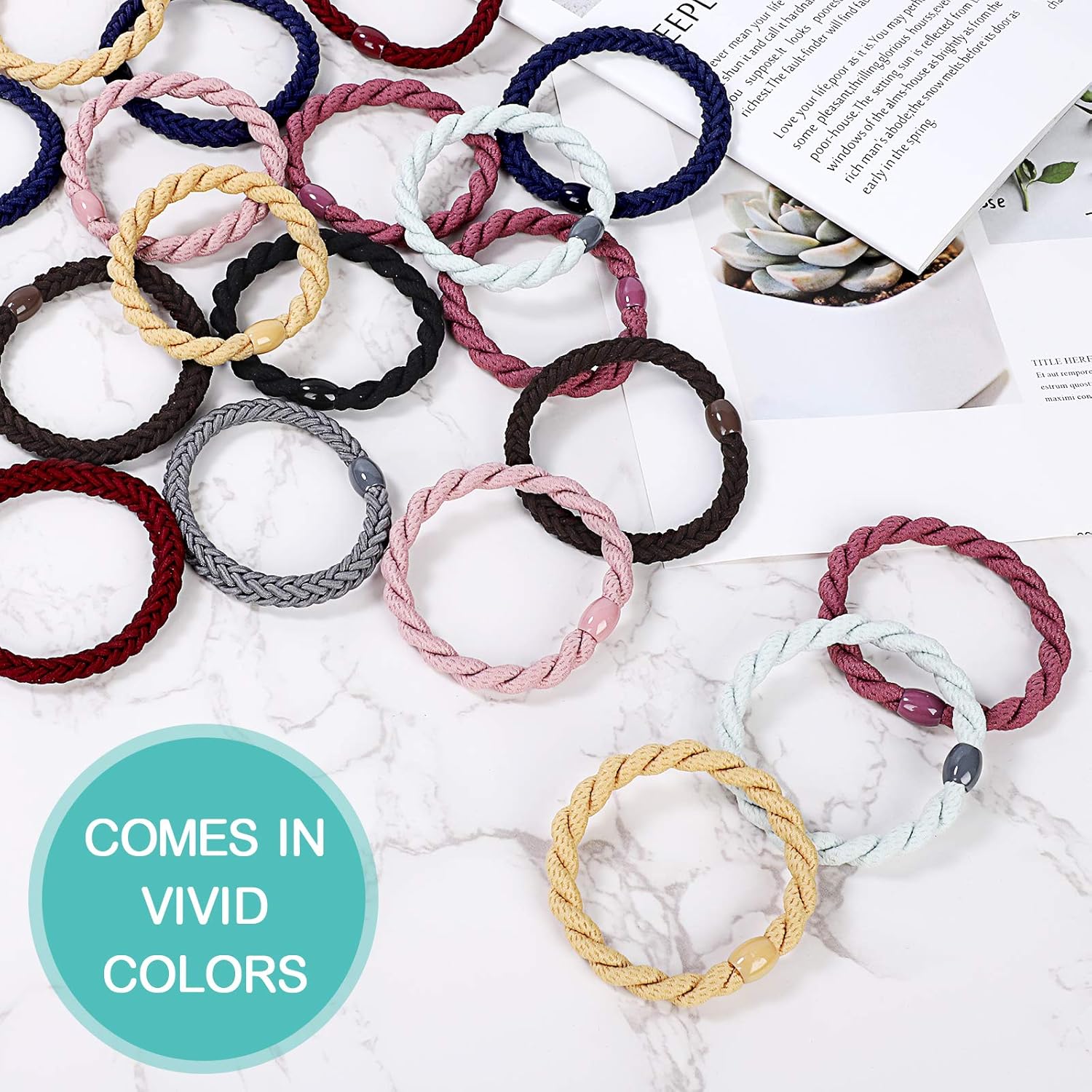COZEASY 12 pcs Assorted Elastic Hair Ties, No-Metal Gentle Secure Hold Ponytail Holders, No Damage or Snagging Braided Hair Bands, Perfect for Girls and Women with Thick or Curly Hair (Multicolor 17) : Beauty & Personal Care