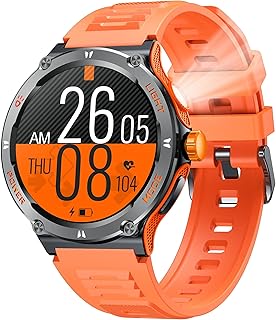 Smartwatch for Men Android Fitness Tracker: 1.53" Military Smart Watch with Flashlight Compass Make Answer Bluetooth Call ... Price In India