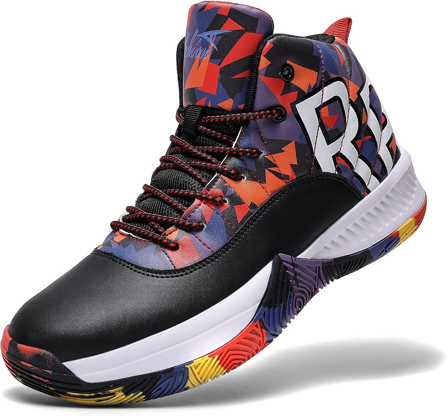 ASHION Mens Basketball Shoes High Top Streetball Lightweight Outdoor Sneakers Cushioning Shoes for Team Sports Athletic