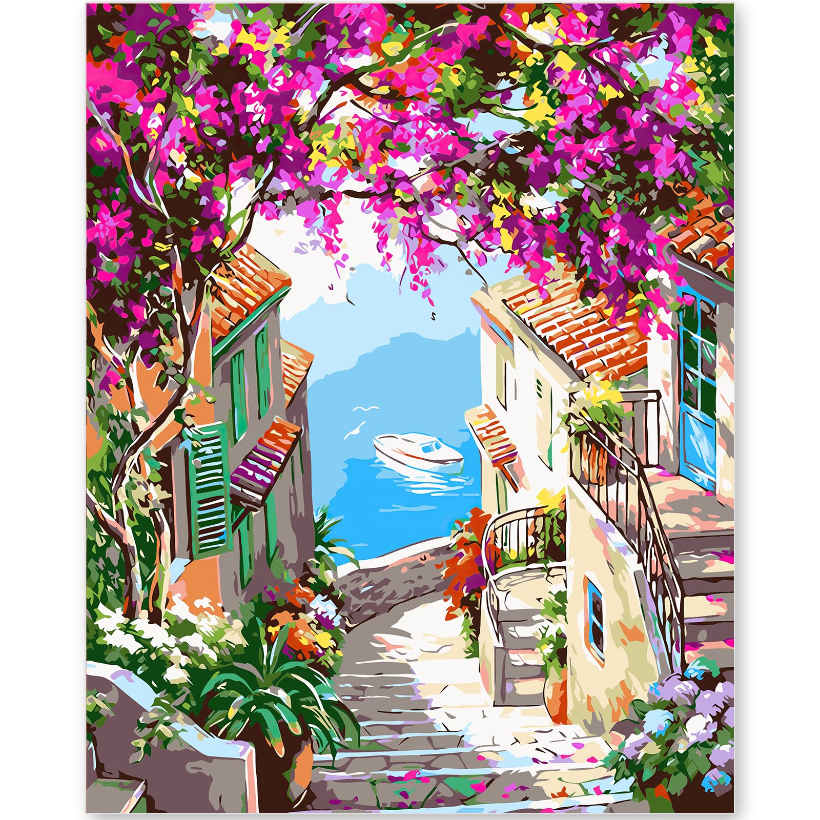 EFOTIML Kit di pittura per numeri per adulti principianti e bambini età 8-12, 1pcs 16x20 Canvas per Kit di pittura per adulti in scatola colorata (senza cornice) - Ciudad de Flores