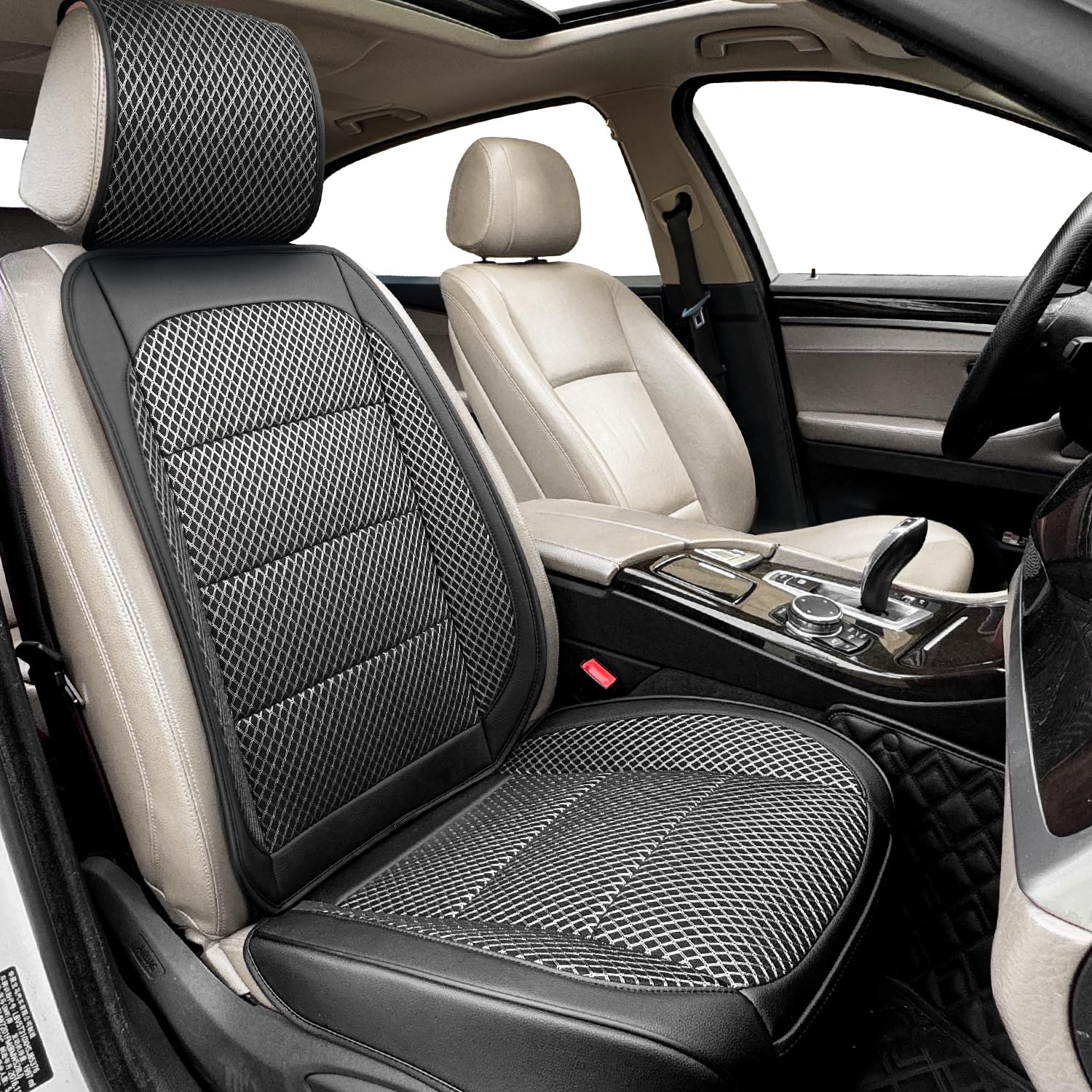 Qinlive Ventilated Cool Front Bottom Car Seat Cover, 3D Air Mesh Breathable Car Seat Protectors Mat Pad