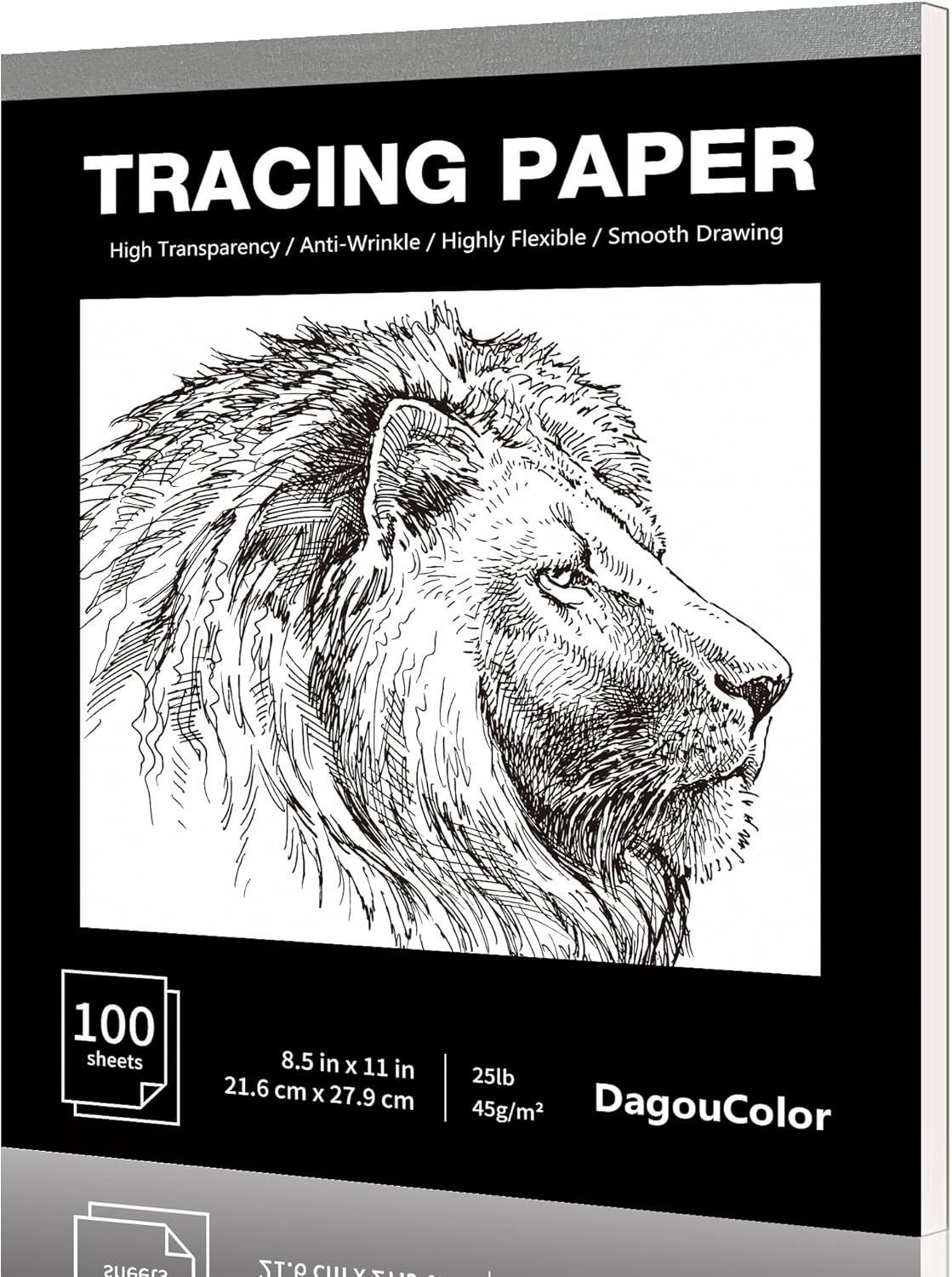 DagouColor Tracing Paper, 1 Pack, 100 Sheets, 21.6 X 27.9CM Drawing Pad Overlays & Sketching on Art Paper & Sketch Book for Beginning Artists Adults Kids Boys Girls