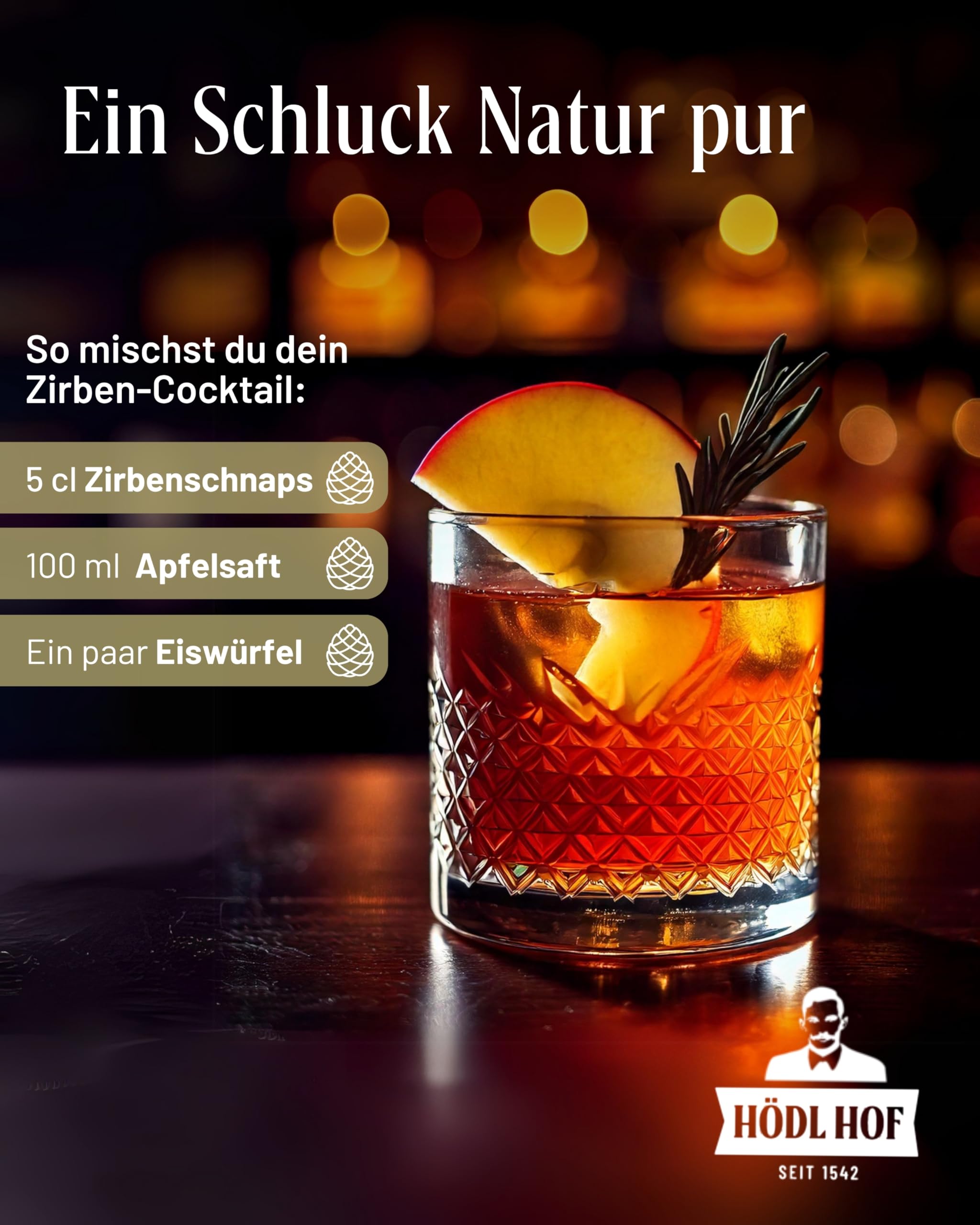 Hödl Hof Zirbe Fass 1,0L I Zirbenschnaps aus steirischen Zirbenzapfen I im Holzfass gelagert I Zirbenschnaps aus hochwertigen Zutaten I Feiner Zirbenlikör aus dem Eichenfass I Edle Spirituose 38% vol