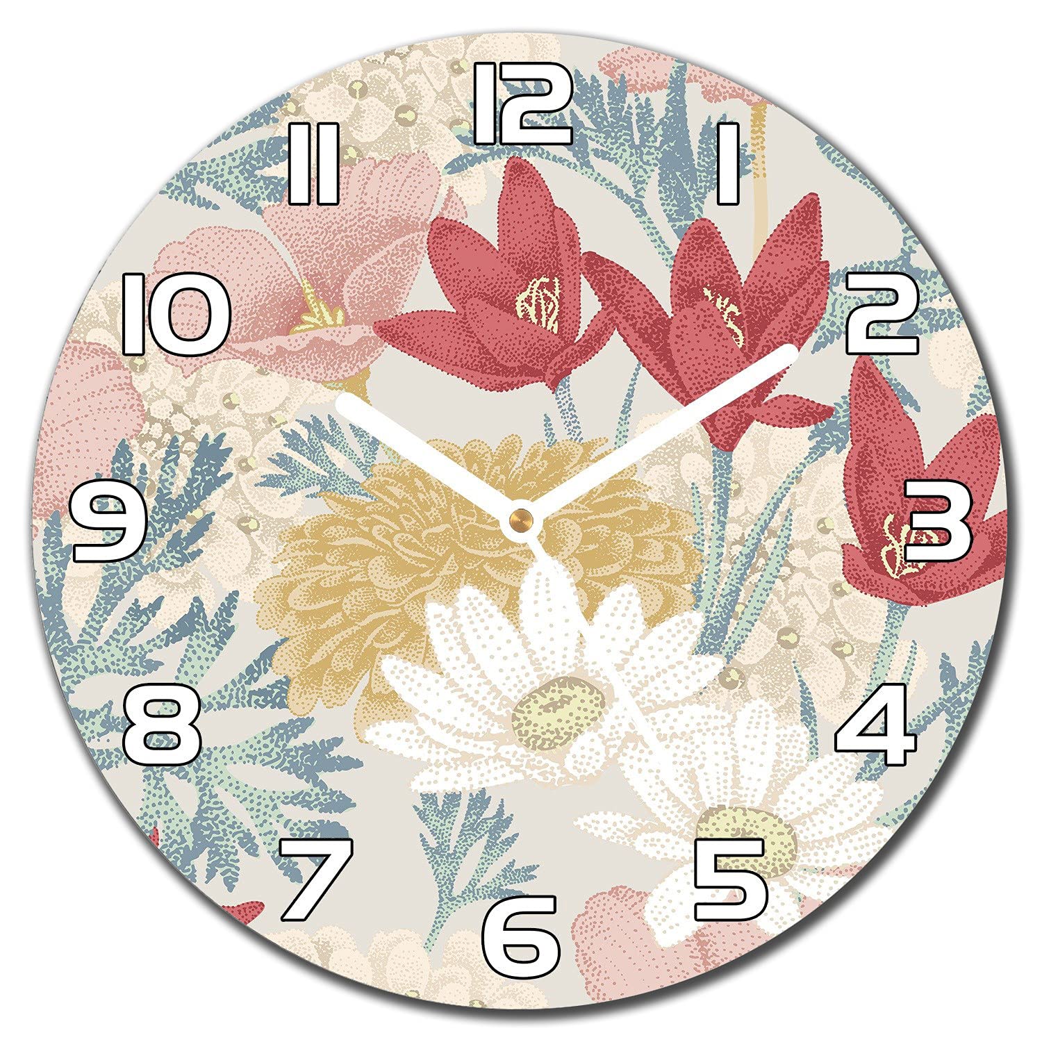 Horloge en verre moderne 30 cm avec aiguilles blanches pour salon