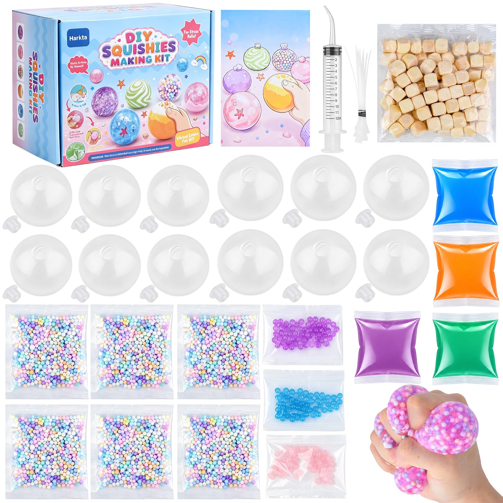 DIY Squishies Making Kit,12pcs Transparent Stress Balls for Adults Kids