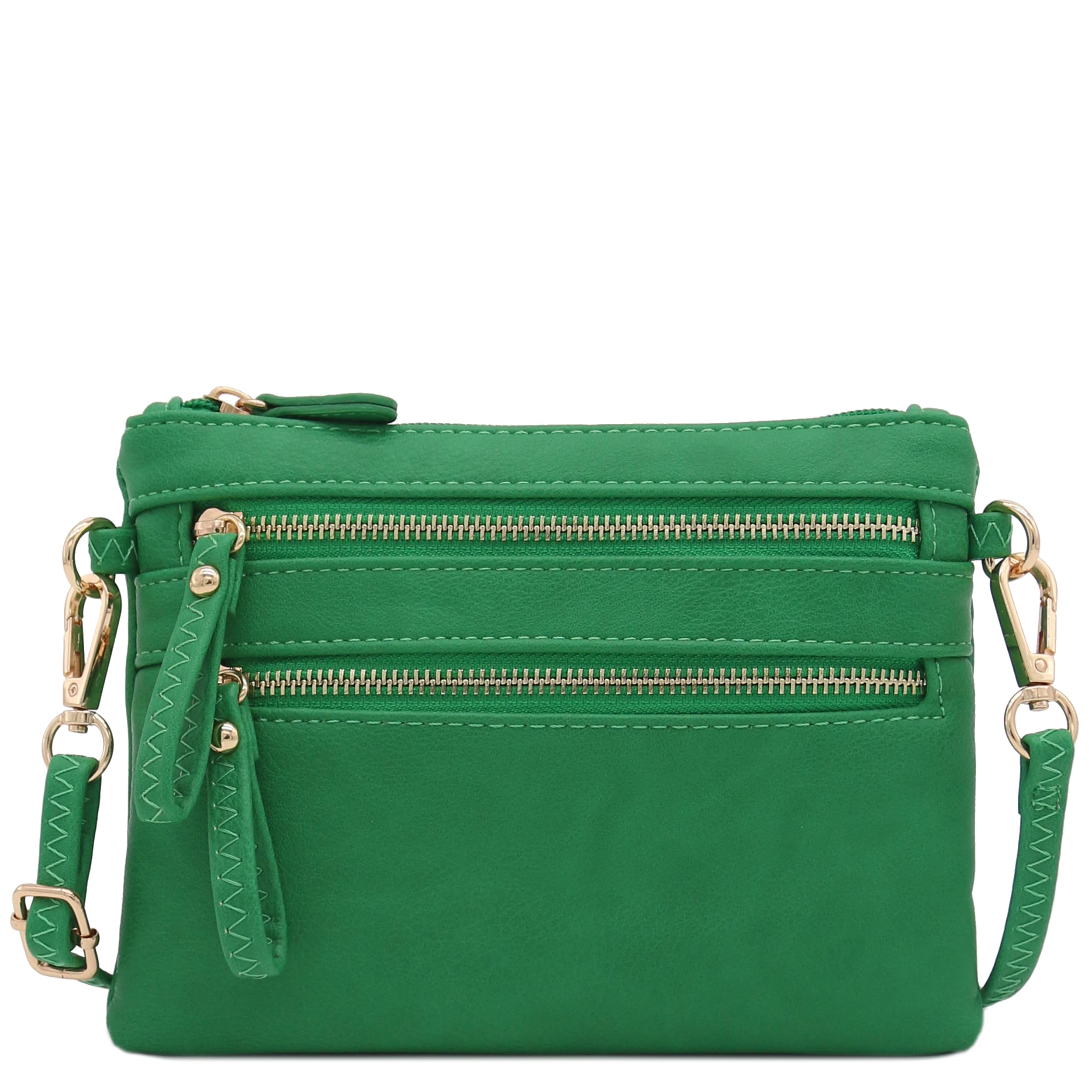 Multi Zipper Pocket Small Wristlet Crossbody Bag