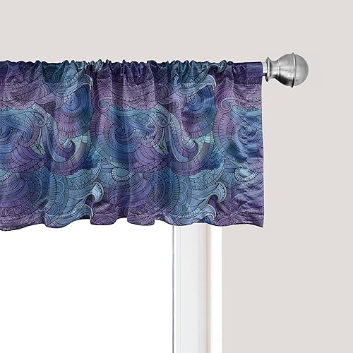 Miniatura 7 de Ambesonne Cenefa de Ventana Natural, Adorno de Estilo Escandinavo con Árboles Desnudos y Pájaros, Cenefa de Cortina para Decoración de Cocina y