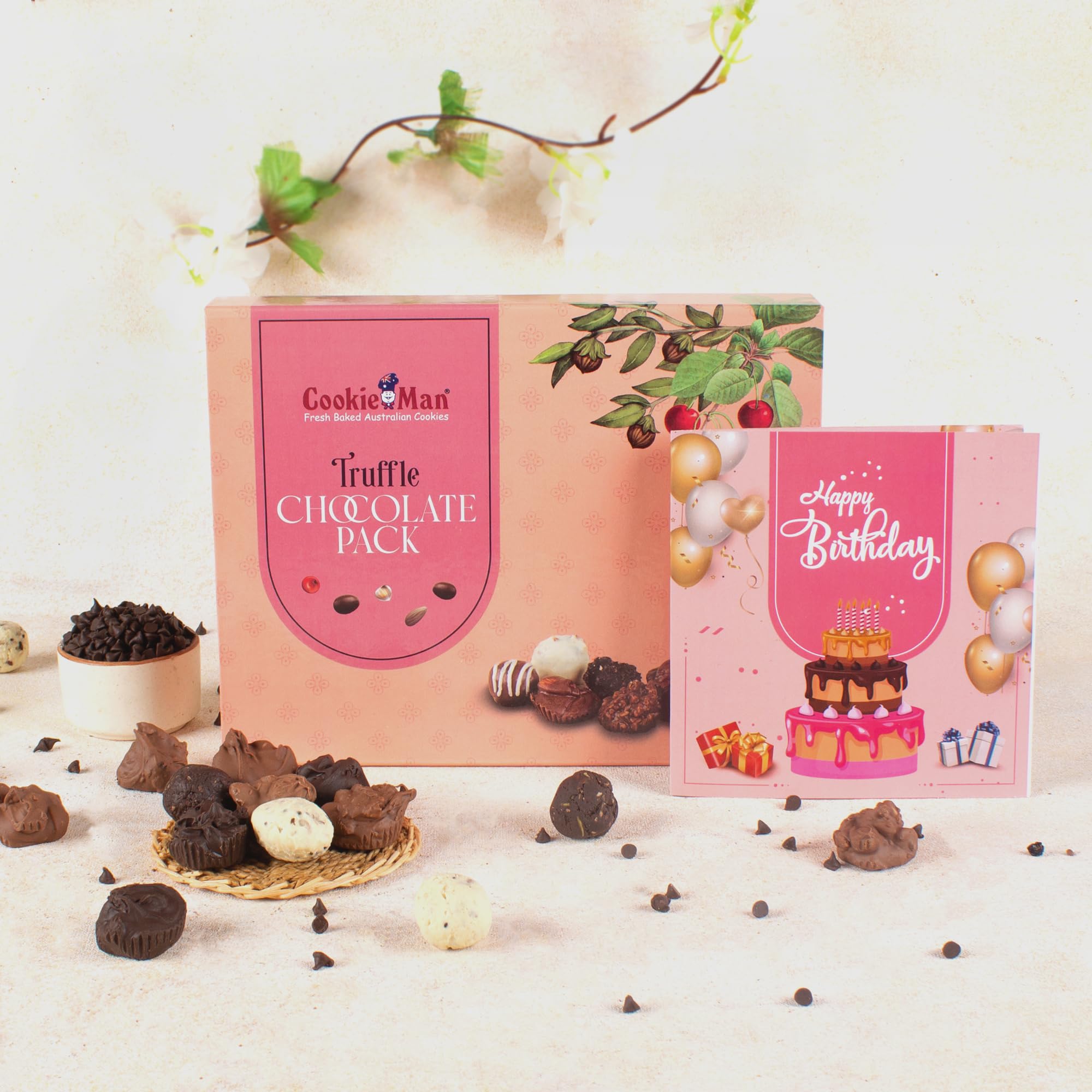 CookieMan Happy Birthday Chocolate Gift Box | 20 Piece Premium Truffle Chocolate Gift Pack with Birthday Greeting Card (B0DF7HJ3RT) Amazon Price History, Amazon Price Tracker