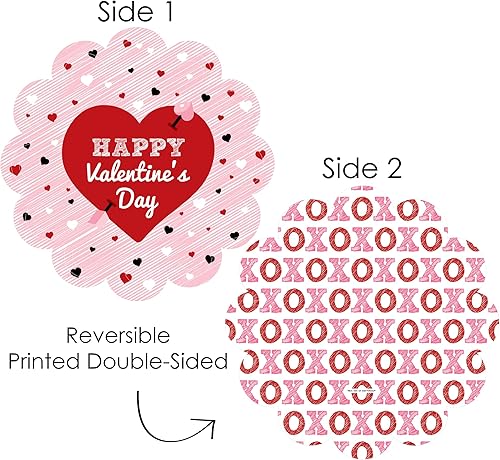 Miniatura 3 de Big Dot of Happiness Conversation Hearts - Decoraciones de mesa redonda para fiesta del día de San Valentín cargadores de papel ajuste de lugar para