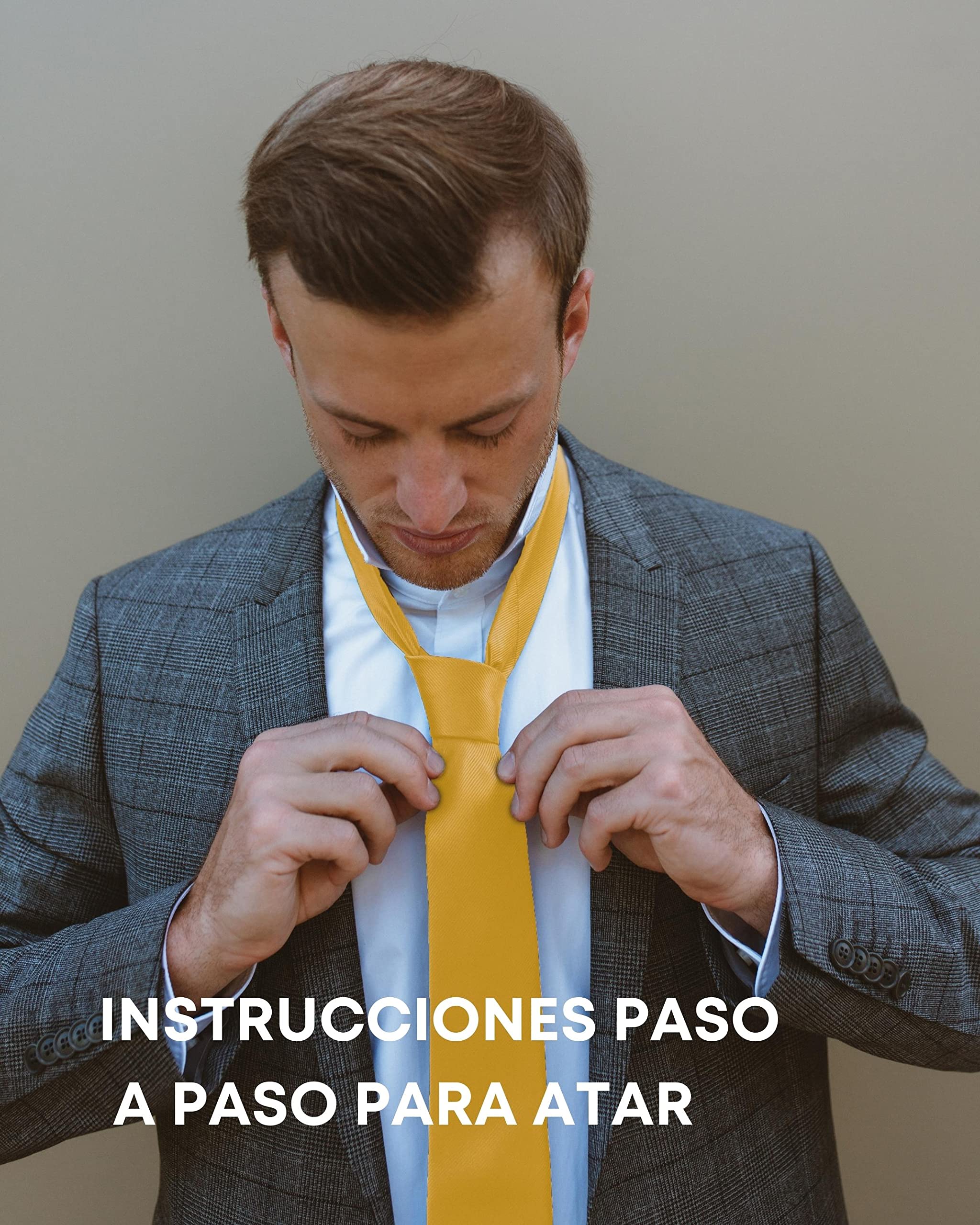 Massi Morino Set de Corbata con Pañuelo para Hombre incl. Gemelos, Pasador de Corbata y Caja de Regalo | Set de Corbata para Hombres para Bodas