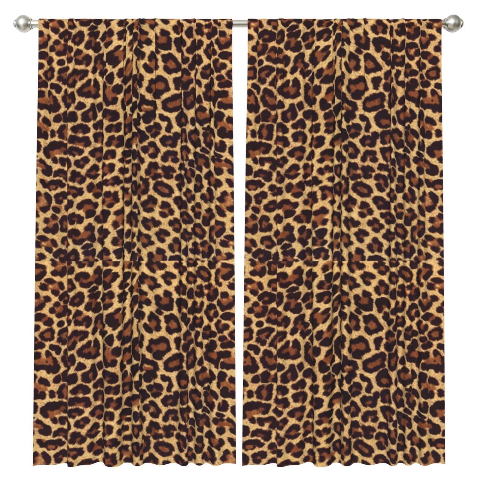 InOmak Cool Leopard, 2 Panels Window Curtains 52 x 84 Inch Blackout Curtains for Living Room Bedroom