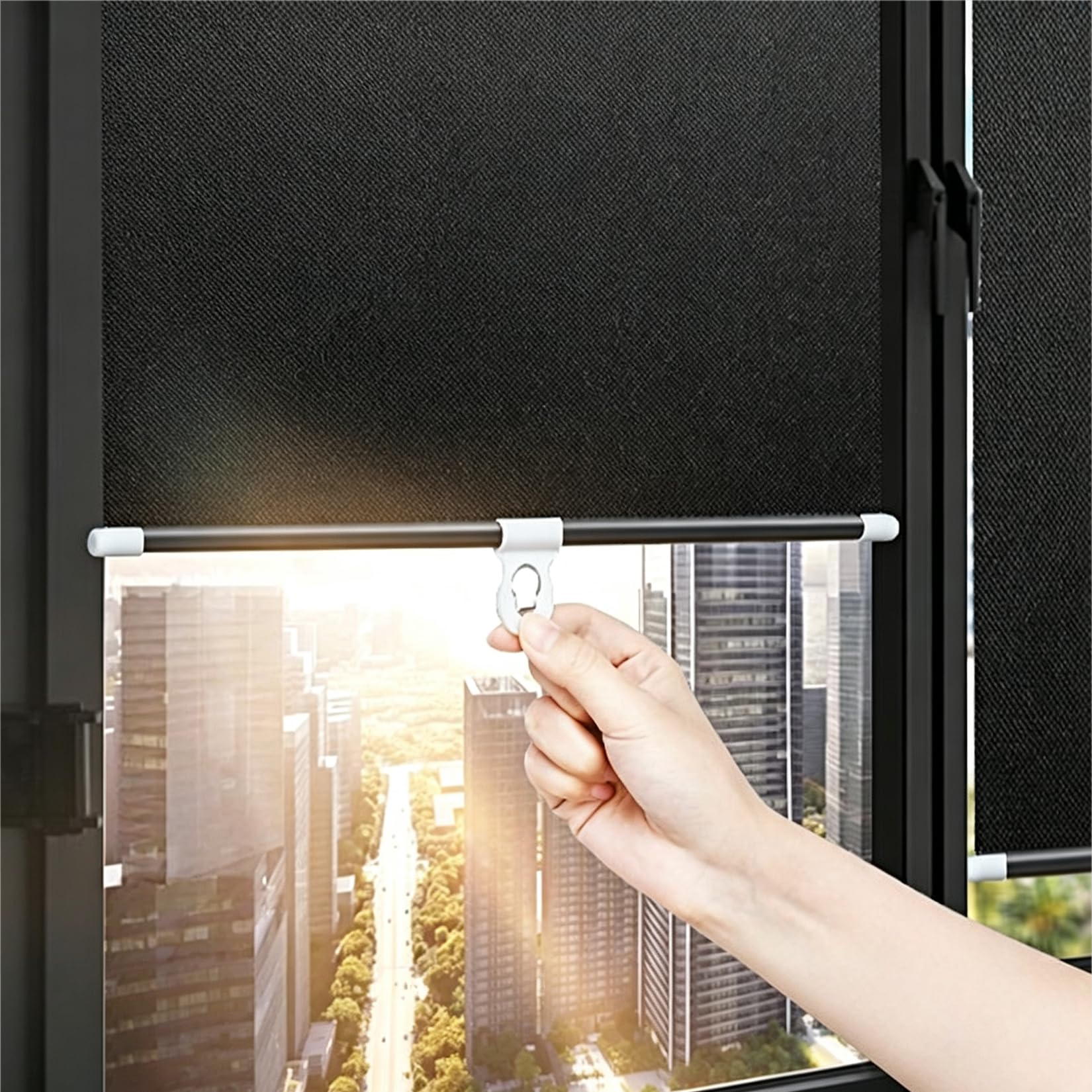 Persianas enrollables opacas térmicas de 80 x 100 cm, tela opaca, instalación sin taladros, elegantes revestimientos de ventanas para el hogar y la oficina, protección UV para uso interior y exterior