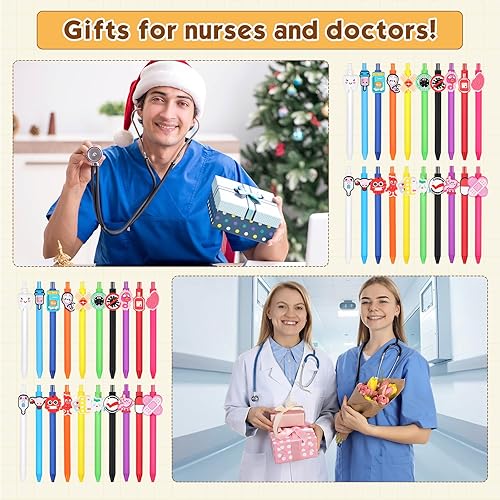 Miniatura 6 de Juego de 40 bolígrafos de enfermería a granel, lindos y divertidos, decoraciones de oficina para asistentes médicos, trabajadores, estudiantes,