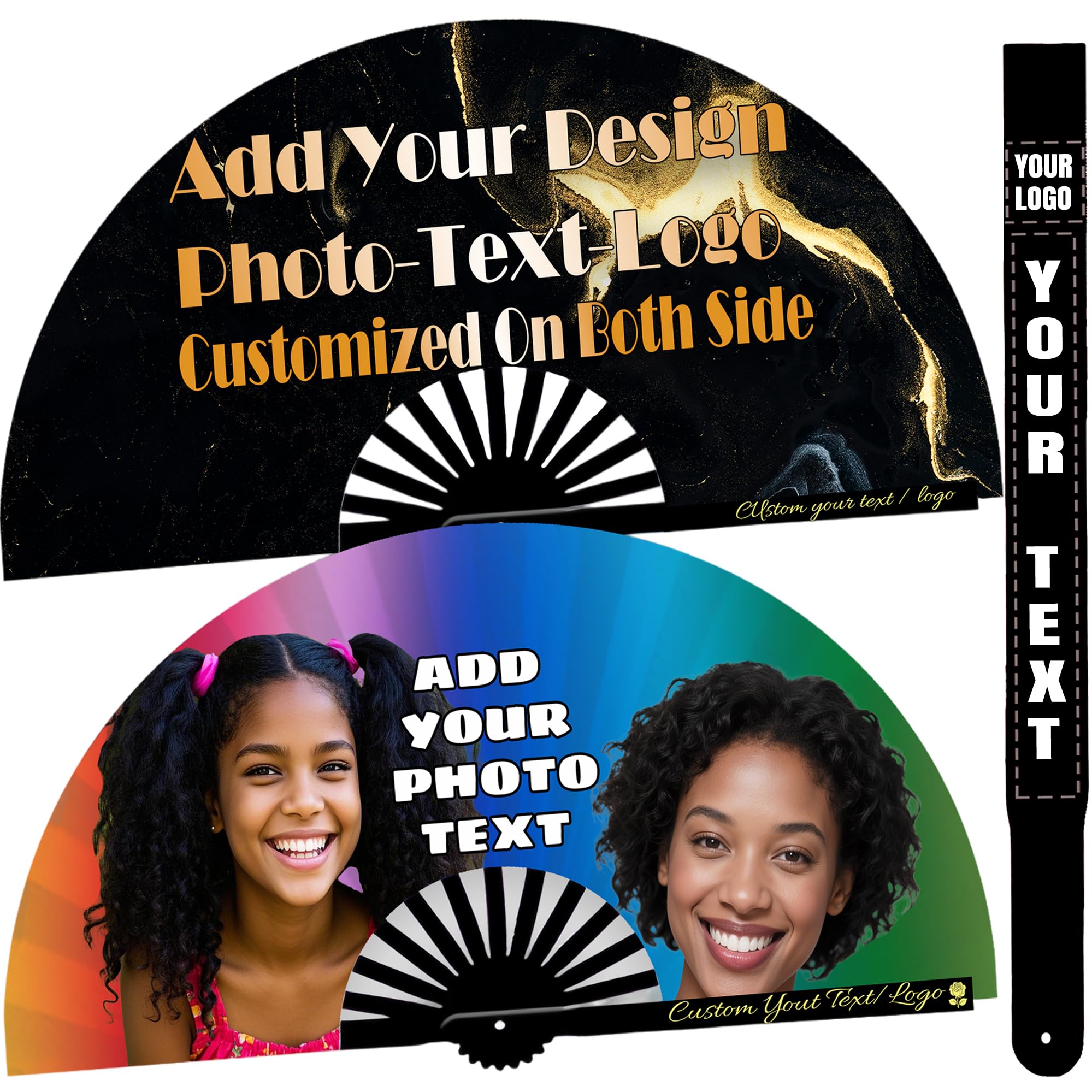 Ships Next Day,Personalized Fans, Decorative Folding Fans Personalized Decorative Folding Hand Fan with Photo,Text,Logo for Wedding Dance Parties,