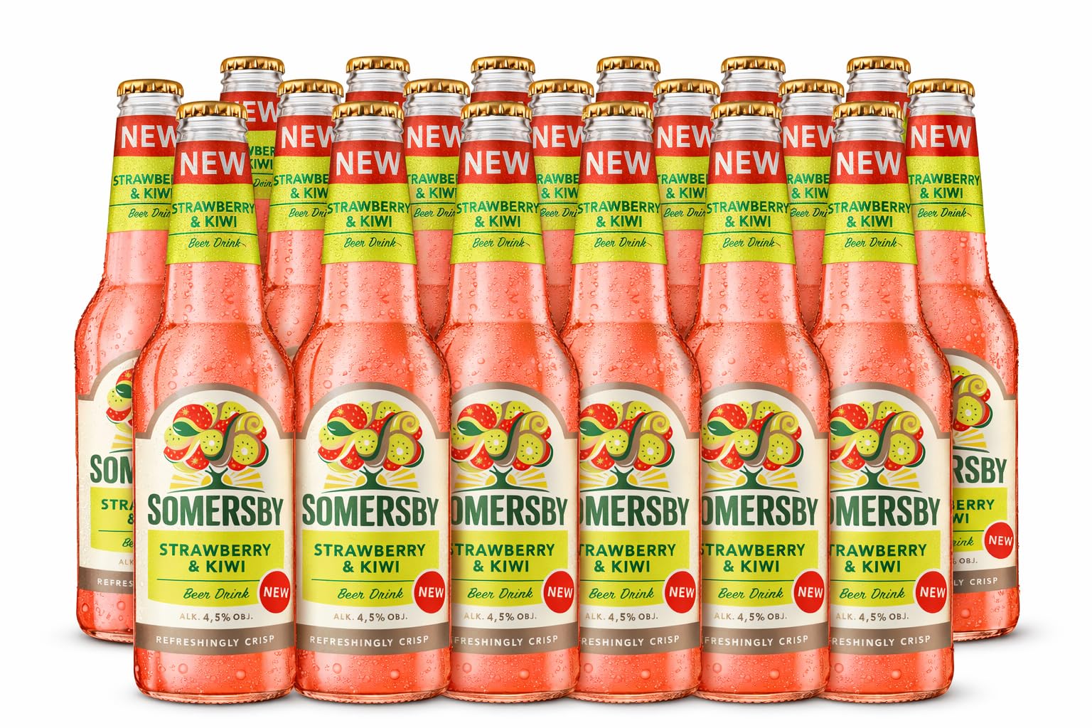 Somersby Strawberry & Kiwi Biermischgetränk, 4,5% Vol, 24 x 0,4 l Flaschen