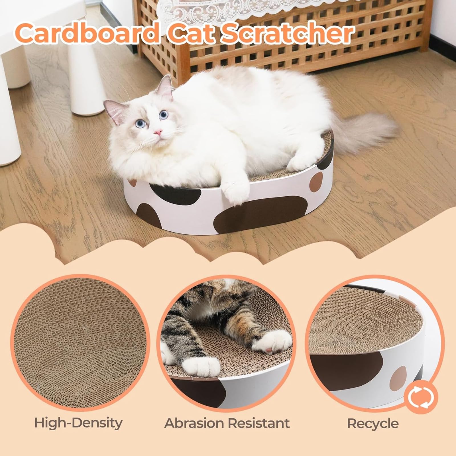 Tablero Rascador Para Gatos, Almohadilla Rascadora Corrugada Ovalada Para Gatos De Interior Que Protegen Muebles, Rascador Para Gatos De Cartón Corrugado, Salón De Cama, Duradero Y Duradero,B