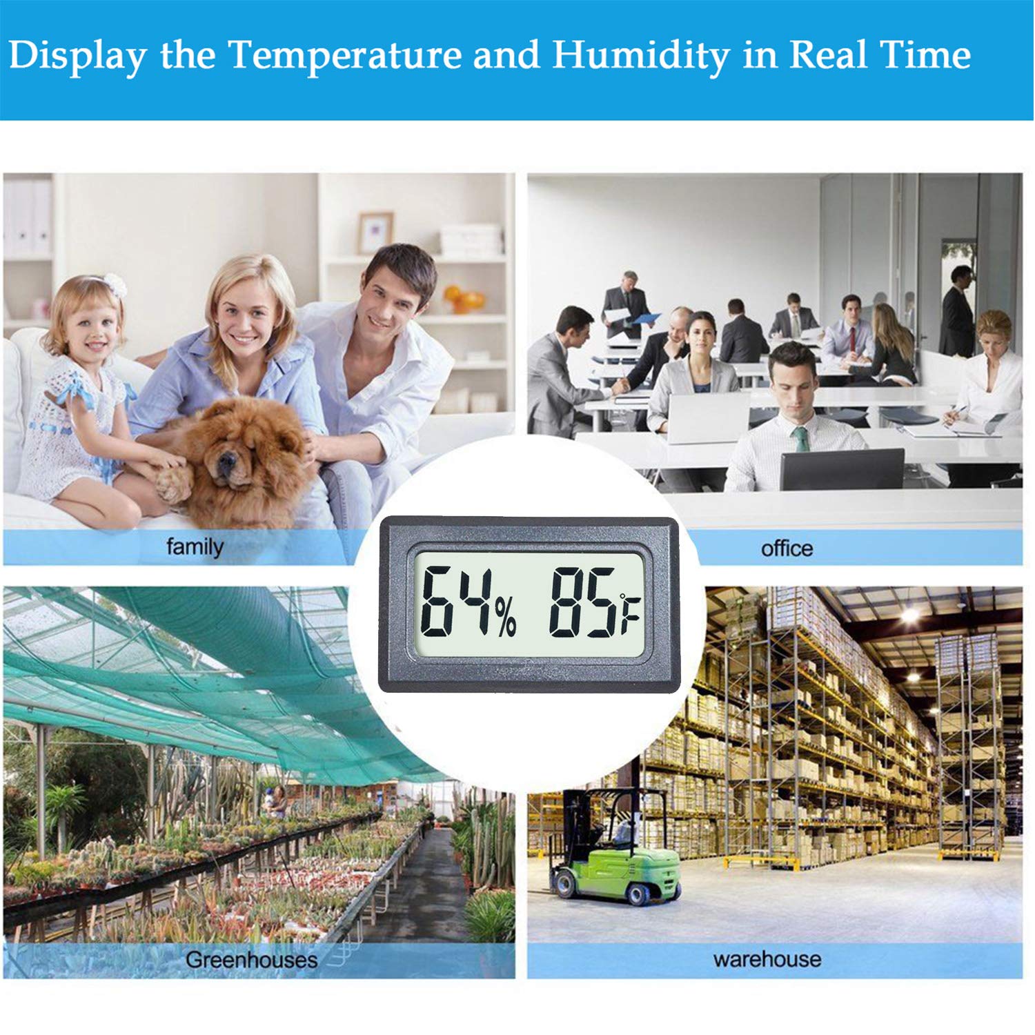 Termometro e igrometro per rettili, misuratore di temperatura interna Fahrenheit ℉, mini umidità digitale per esterni, ufficio, barattoli, incubatori, custodia per chitarra (1)