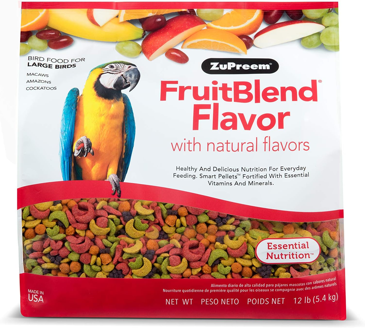 ZuPreem FruitBlend Flavor Pellets Bird Food for Large