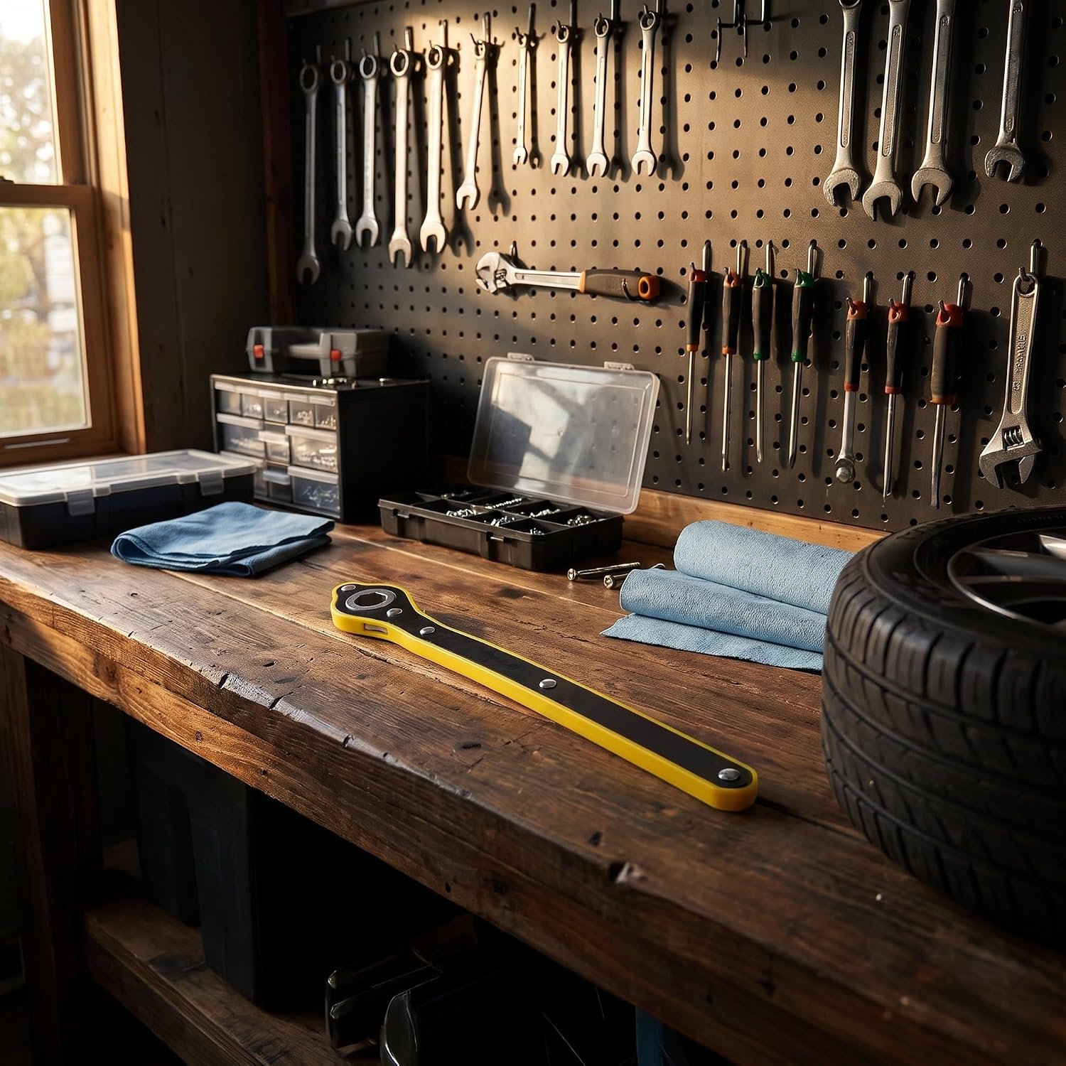 Labor-saving Ratchet Jack Wrench with Long Handle for Tire Changing