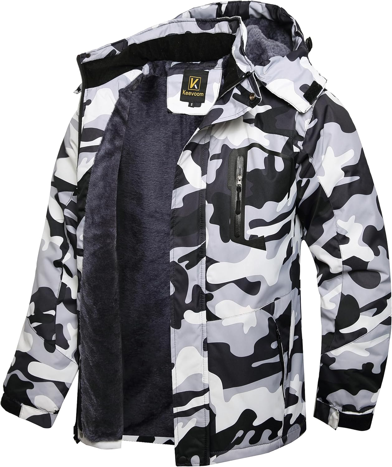 Keevoom Mens Winter Jackets Ski Snow Coats Warm Waterproof Hooded Raincoats Snowboarding Windproof Lined Windbreaker