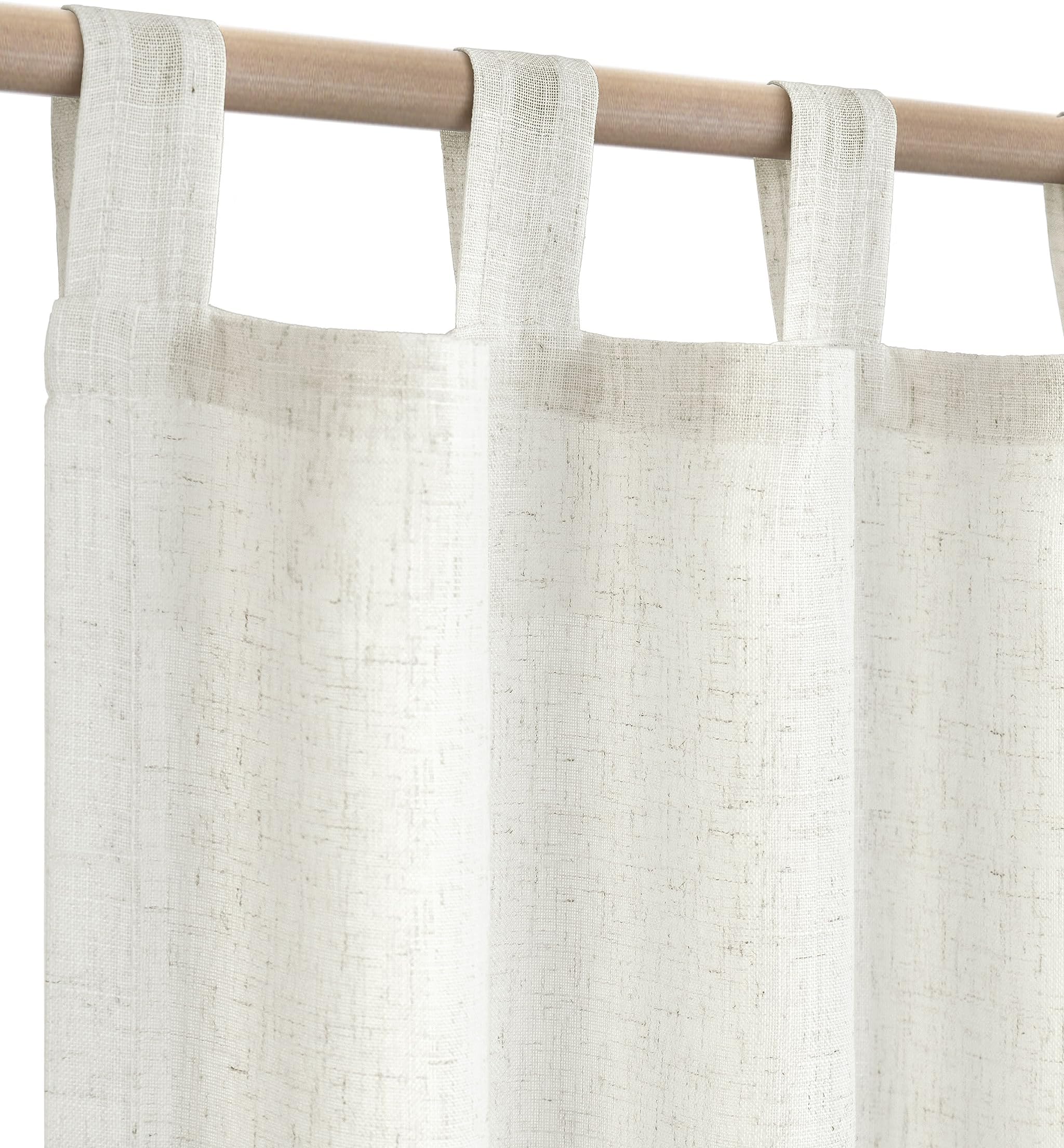Farmhouse Curtains for Living Room,Window Linen Curtains 84 Inch Length 2 Panels Set,Tab Top Semi Sheer Light Filtering Country Boho Curtains for Bedroom Nursery,52x84 Inches Long,Neutral Cream