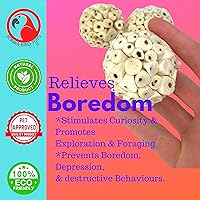 Vista 6 de Bonka Bird Toys 1214 Pk3 - Bolas Sola Atta totalmente naturales, paquete de 3, 2 pulgadas de diámetro, suaves y ligeros, juguetes para masticar