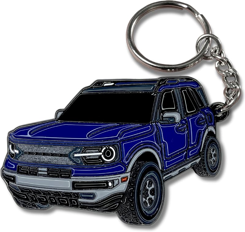 Chaveiro para Ford Bronco Sport em metal e esmalte, design detalhado, 5,1 x 3,3 cm