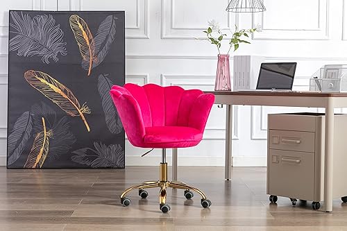 Miniatura 2 de ZOBIDO Cómoda silla de trabajo para la oficina en casa con ruedas, bonita y moderna tapizada de terciopelo con respaldo de concha, silla de