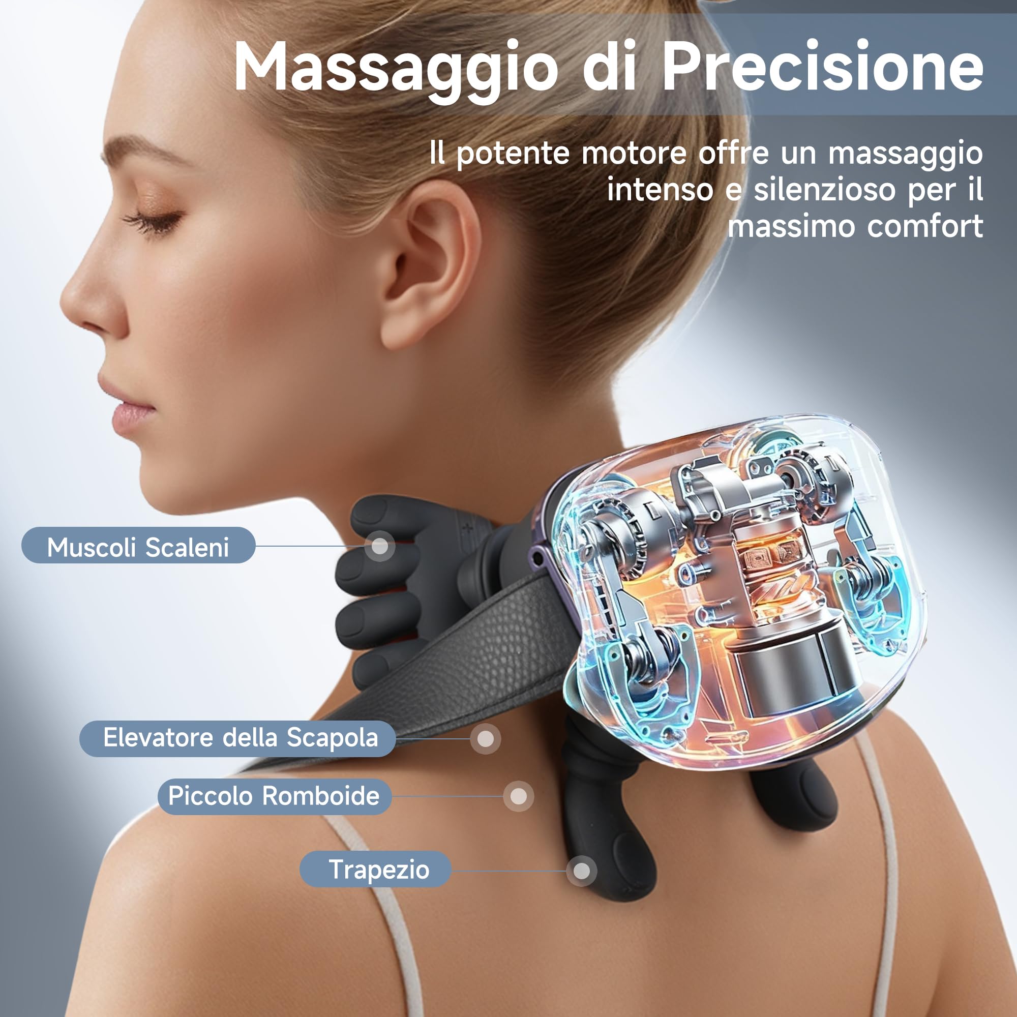 Massaggiatore Cervicale 4D Riscaldante - Mano Massaggio Elettrico Collo con Manine con 3 Livelli di Intensità e 2 di Calore - Massaggiante Schiena in Casa Ufficio o Auto Regalo per Uomo Donna