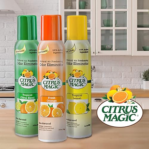 Miniatura 4 de Citrus Magic Ambientador en aerosol natural (explosión naranja) y ambientador sólido absorbente de olores de mascotas Citrus Magic