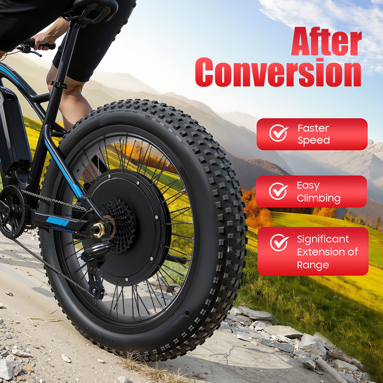 Fat Bike zestaw do przebudowy roweru elektrycznego z silnikiem tylnym koła 20 cali, zestaw silnika elektrycznego do roweru elektrycznego 48 V 1000 W