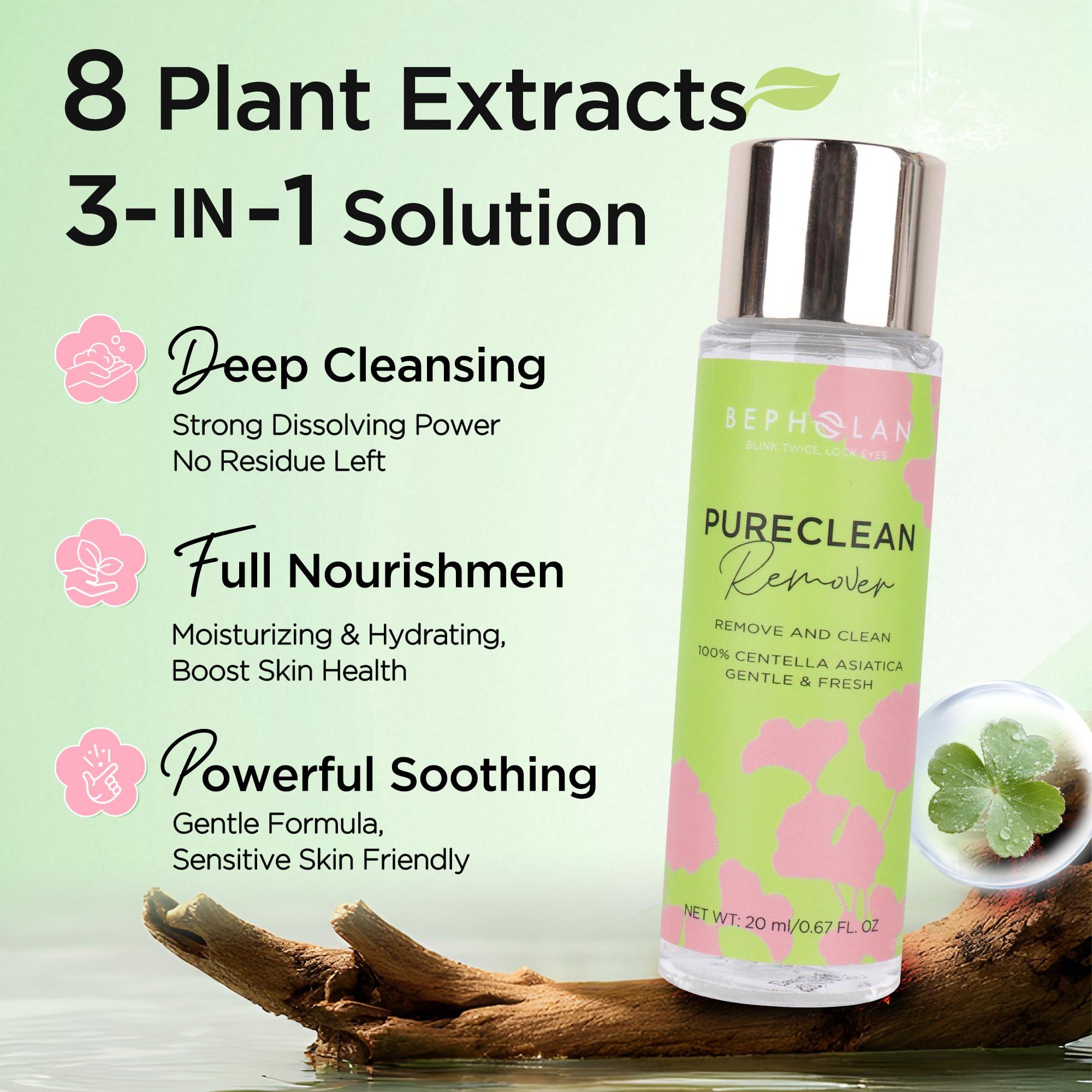 BEPHOLAN Cluster Lash Glue Remover 60ml, DIY Eyelash Extension Remover, Bond & Seal Adhesive Professional & Self Use, for Sensitive Eyes, Eye Makeup & Mascara Remover