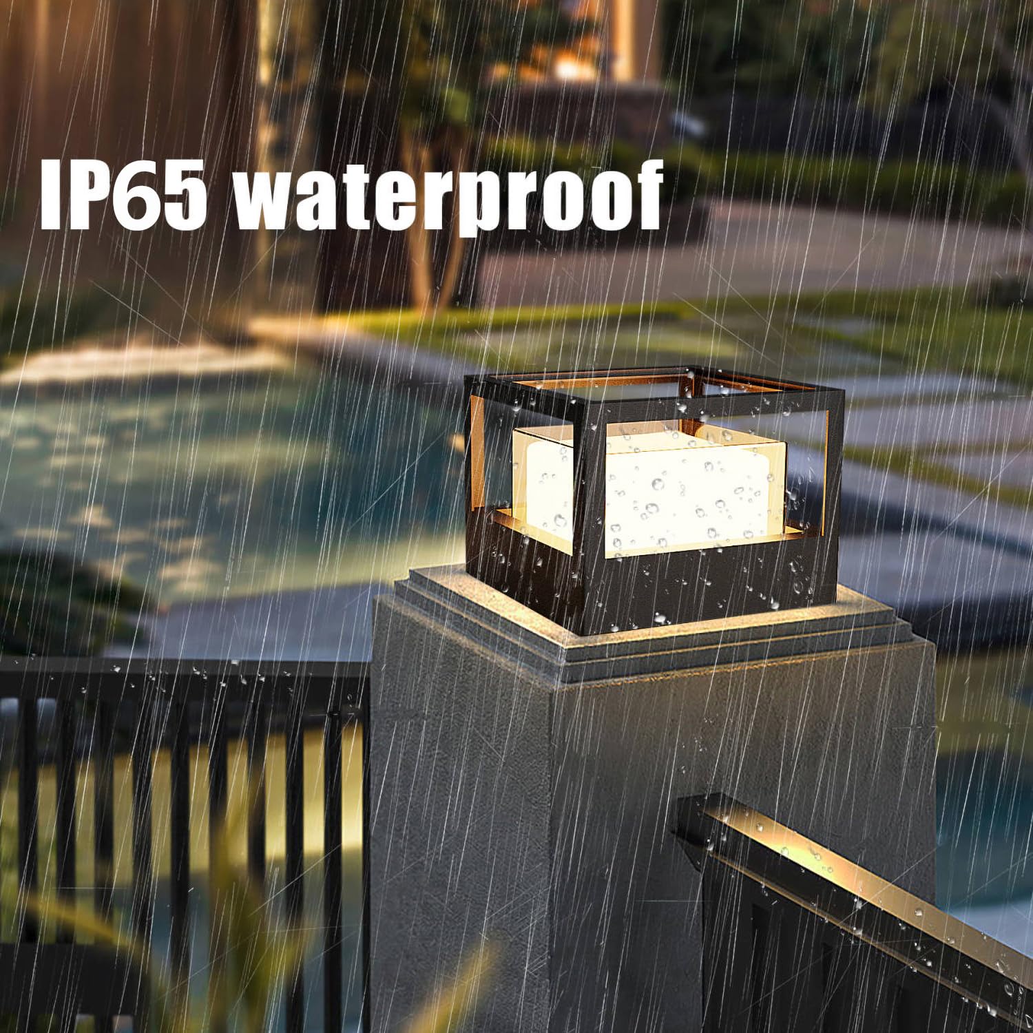 FREEUP Farolas Exterior Jardin, 15W LED Lámpara de Sobremuro Cuadrada Ip65 Luz de Camino de Aluminio, Blanco Cálido, Lámpara de Jardín Poste, Balizas Jardin, Negro