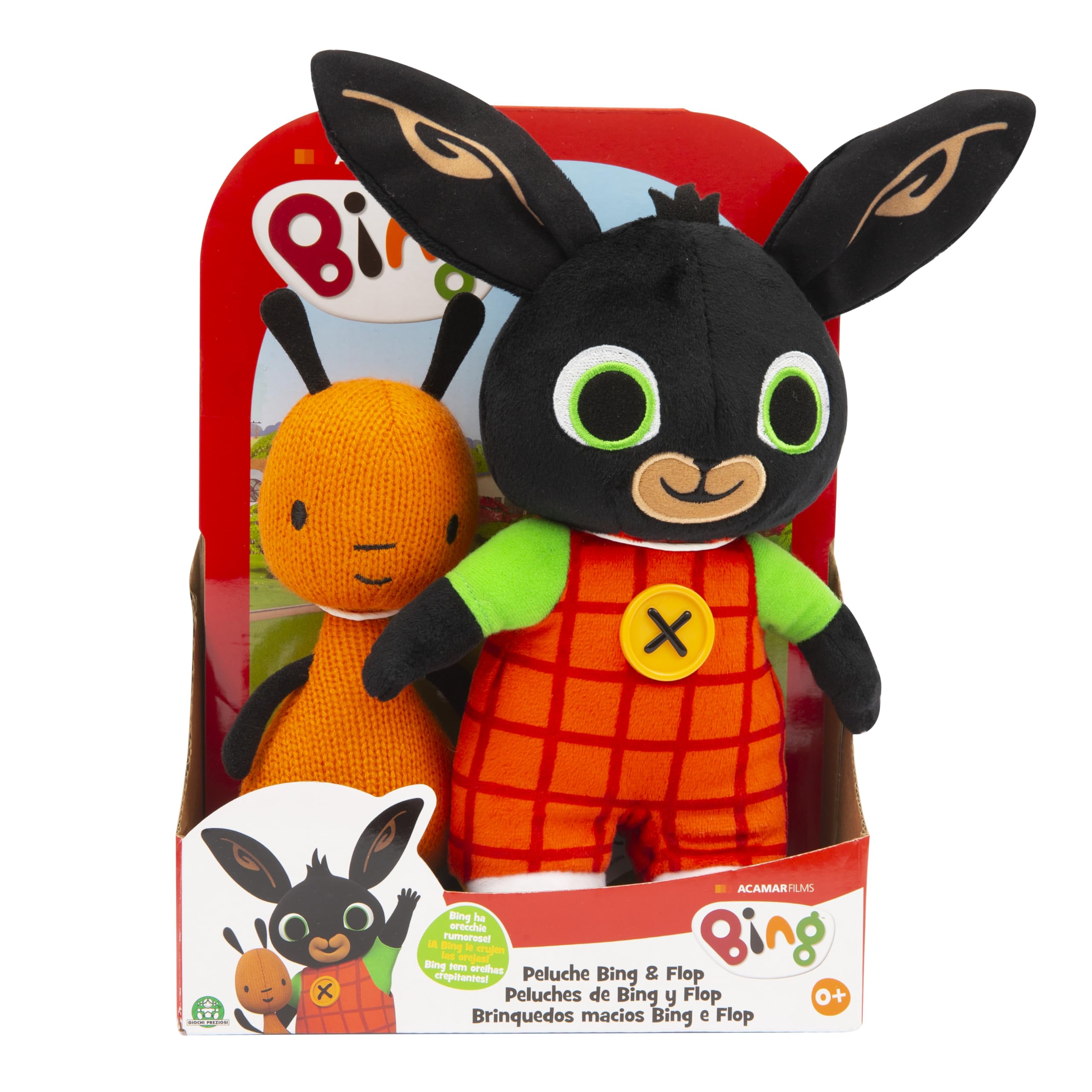 Bing - Peluche rappresentante Bing 25 Cm Con Flop, Coppia Di Morbidi Personaggi, Giochi Preziosi, Pupazzi per Bambini e Neonati, 0+ mesi