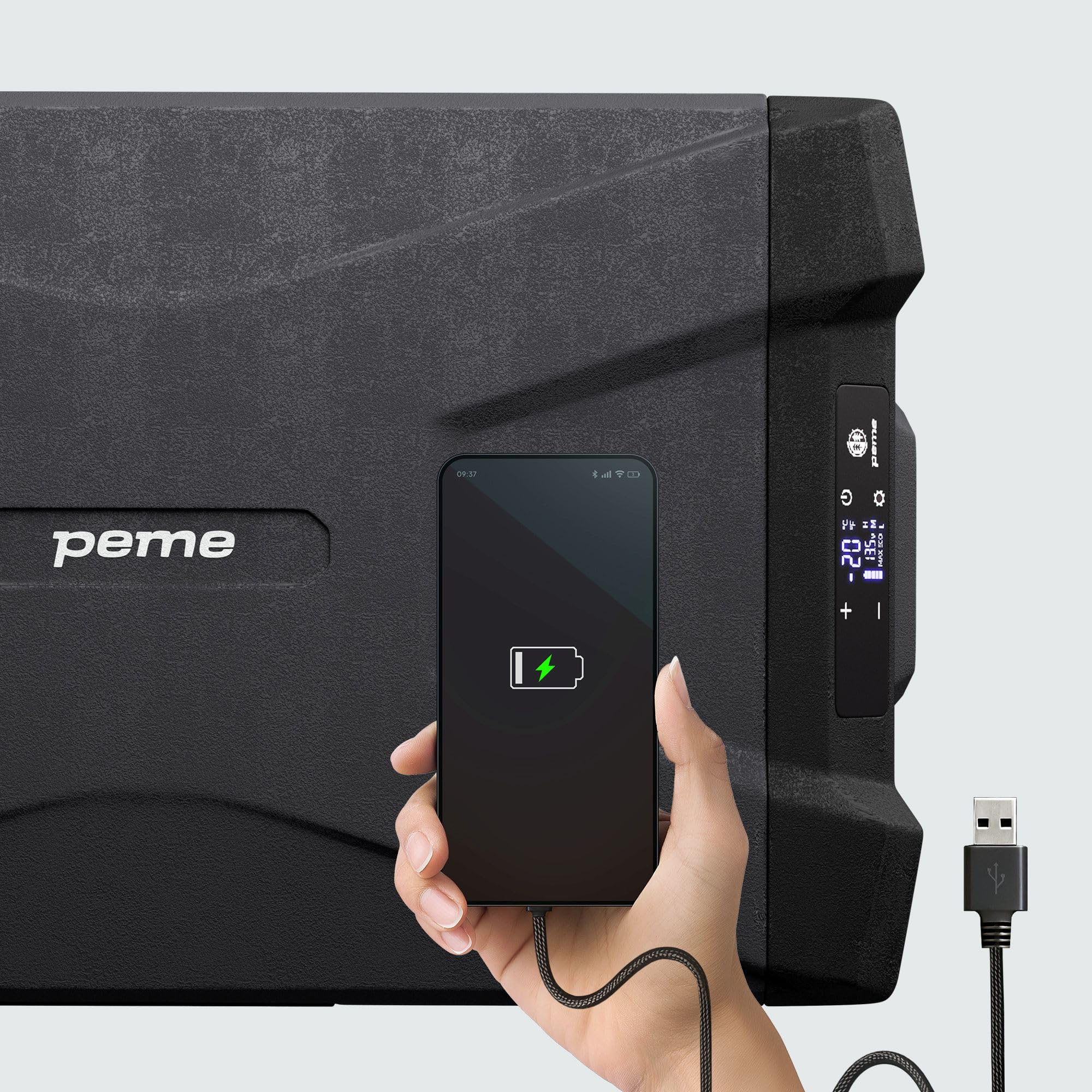 peme Quest 15,3-26,8-35,3 l – wydajna lodówka kompresorowa ze sterowaniem za pomocą aplikacji, funkcja zamrażania i ogrzewania, Dual-Power 12/24 V, 230 V – idealna na kemping, do aktywności na świeżym