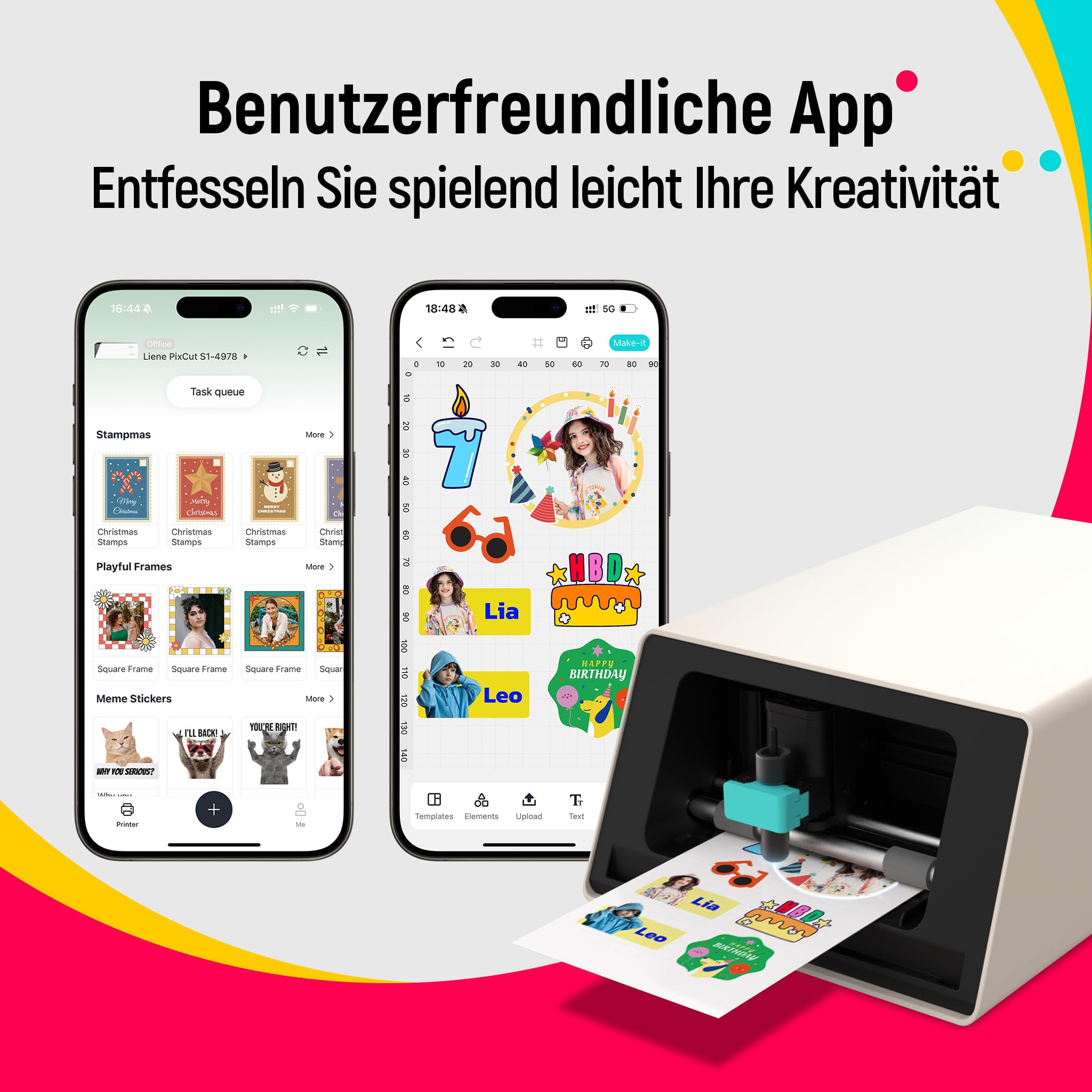 Liene PixCut S1 All-in-One Fotodrucker Aufkleberdrucker Schneidemaschine 300 DPI Farbsublimation