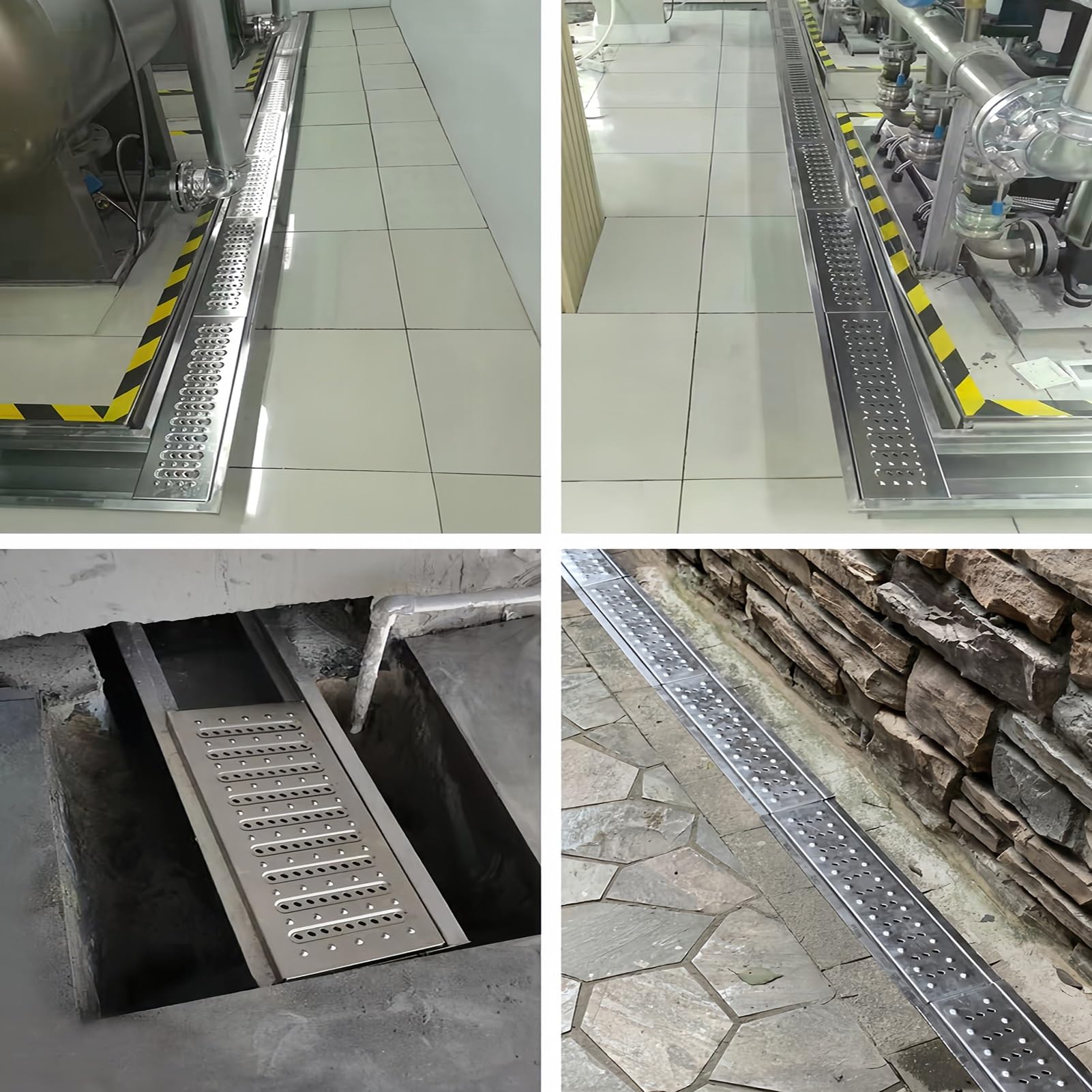 Wytrzymały system odwodnienia liniowego – stal nierdzewna, kratka odpływowa do kuchni, łazienki, basenu, zdejmowana pokrywa, rozwiązanie do kanalizacji komercyjnej (116 x 13 x 9 cm) (srebrny 116