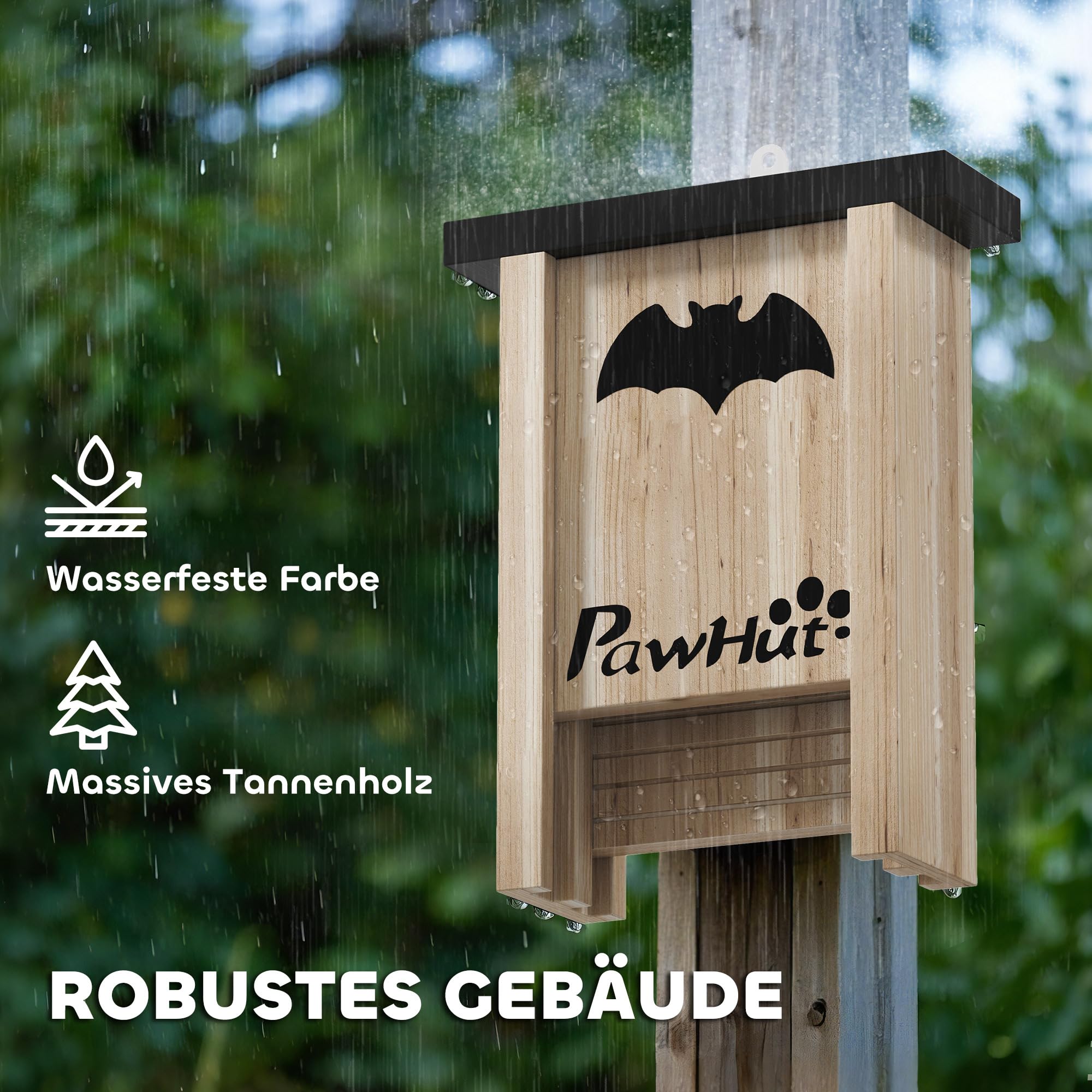 Juego de 3 cajas para murciélagos PawHut, casa para murciélagos, caja nido para murciélagos, caja para murciélagos para colgar en jardines, huertos, granjas, madera de abeto, 18 x 6 x 22,5 cm,