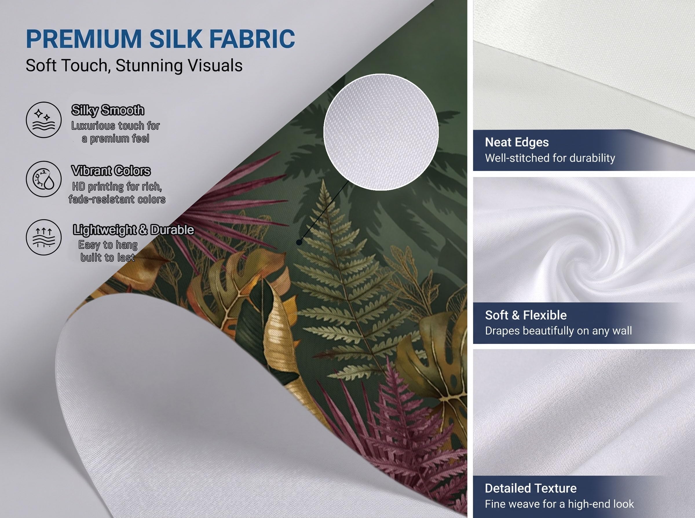 Carta Da Parati Effetto 3D Piante tropicali di lusso 300x210cm Fotomurali seta, Orchidea a foglia di banana Uccello del paradiso Decorazione Poster Arte Murale Moderna per Casa Ufficio