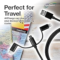 Vista 5 de BoxWave Cable compatible con Alcatel LINKZONE 2 Mobile Hotspot - Cable AllCharge 3 en 1 - Negro azabache