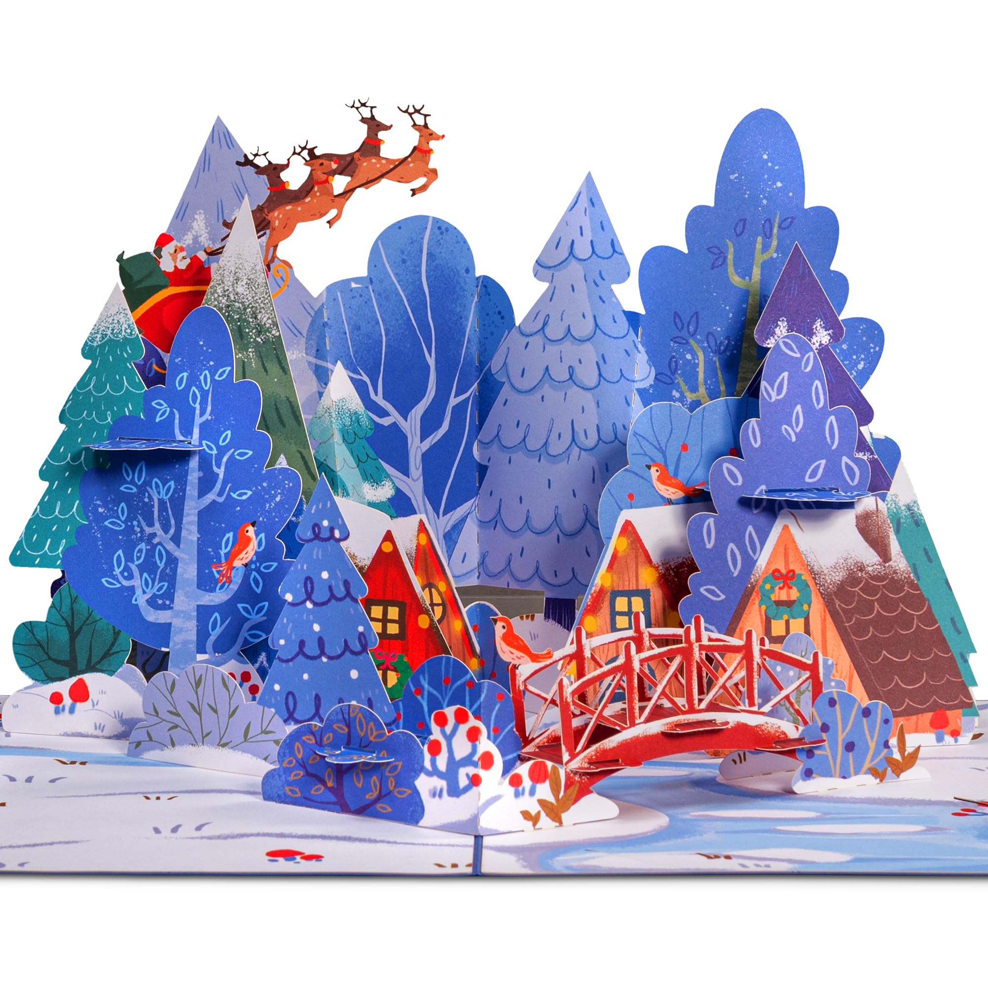 Paper Love Tarjeta desplegable de Navidad 3D de Magical Town, regalo para invierno, Navidad o vacaciones, cubierta de 5 x 7 pulgadas, incluye sobre y etiqueta de nota extraíble
