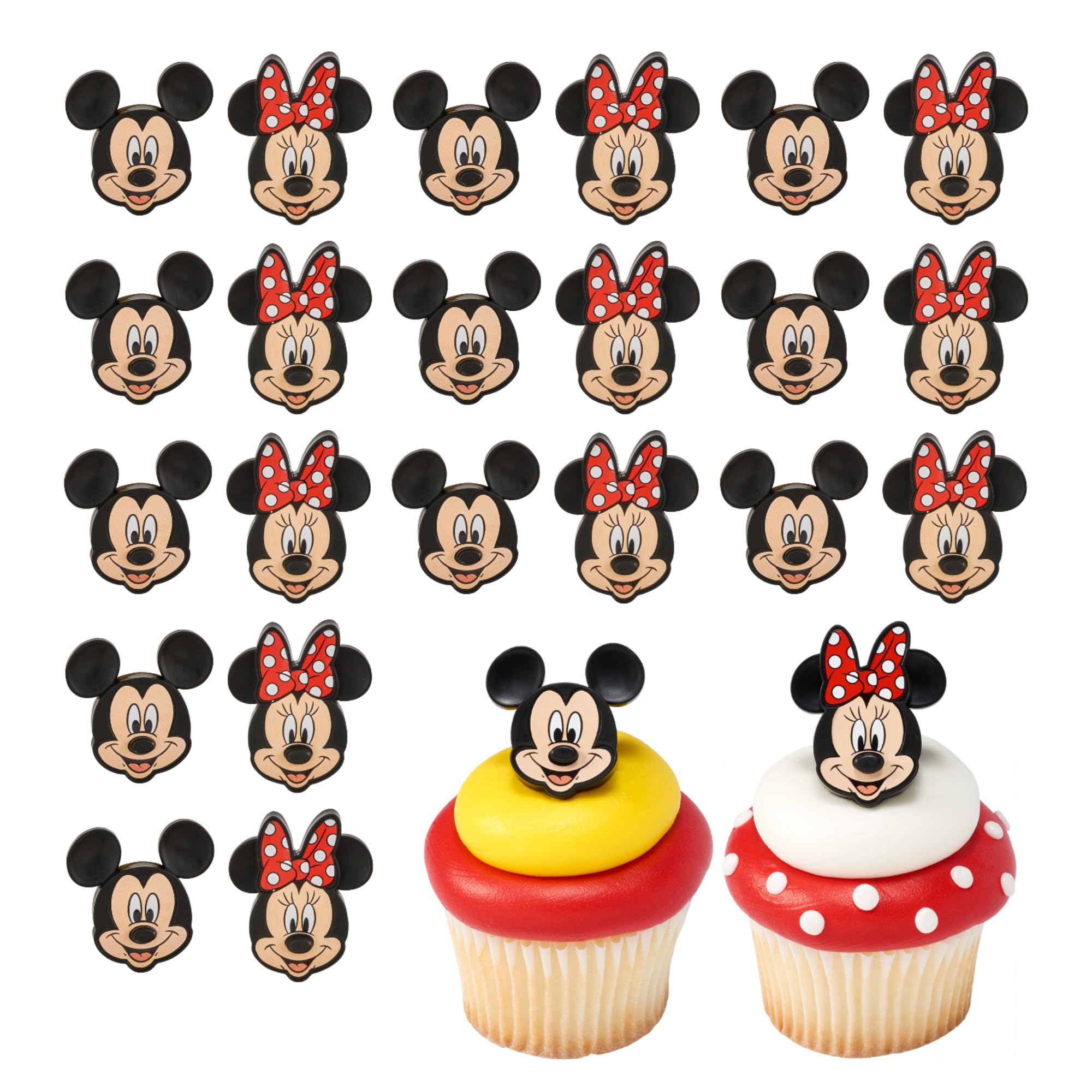 DecoPacDisney's Mickey Mouse and Minnie Mouse Rings, 24 Classic Disney Cupcake Decorations, Cake Toppers For Birthday, Parties, Celebrations - 24 Pack